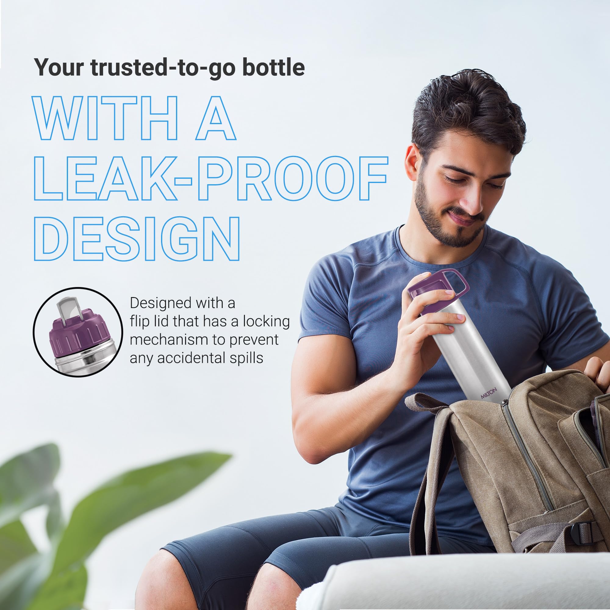 Milton Glassy 750 Thermosteel Vacuum Insulated Flask with Jacket 750 ml, Purple| 24 Hours Hot and Cold Water Bottle with Cup lid