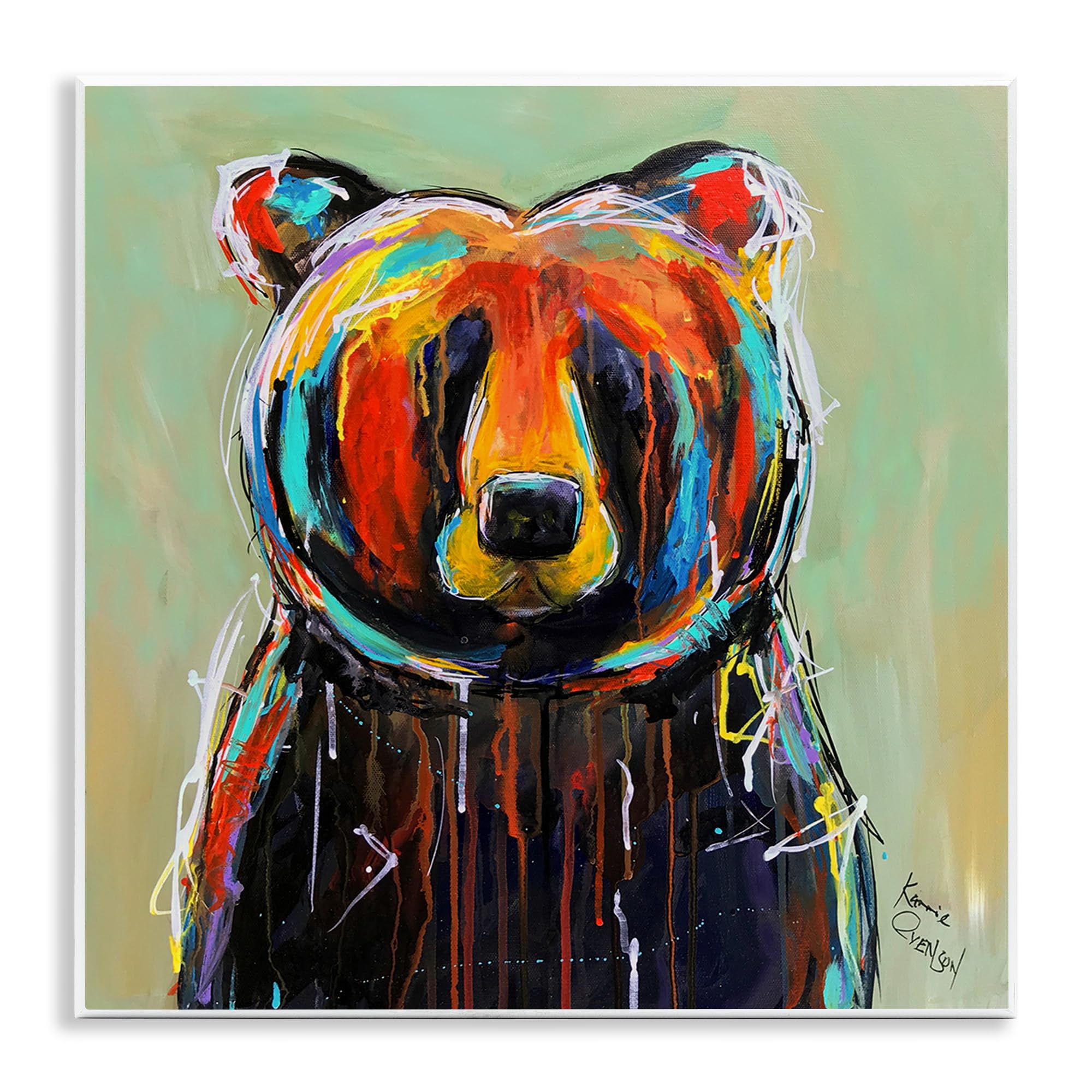 Stupell Industries Abstract Painted Black Bear Wall Plaque  12 x 12  Multi-Color