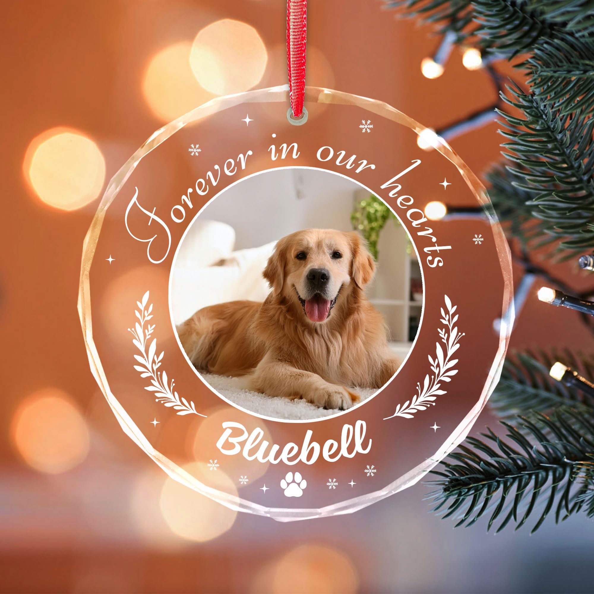 Dog Remembrance Ornaments Personalized 2025 - Pet Memorial Christmas Ornaments with Photo - in Loving Memory, Pet Loss, Dog Symp