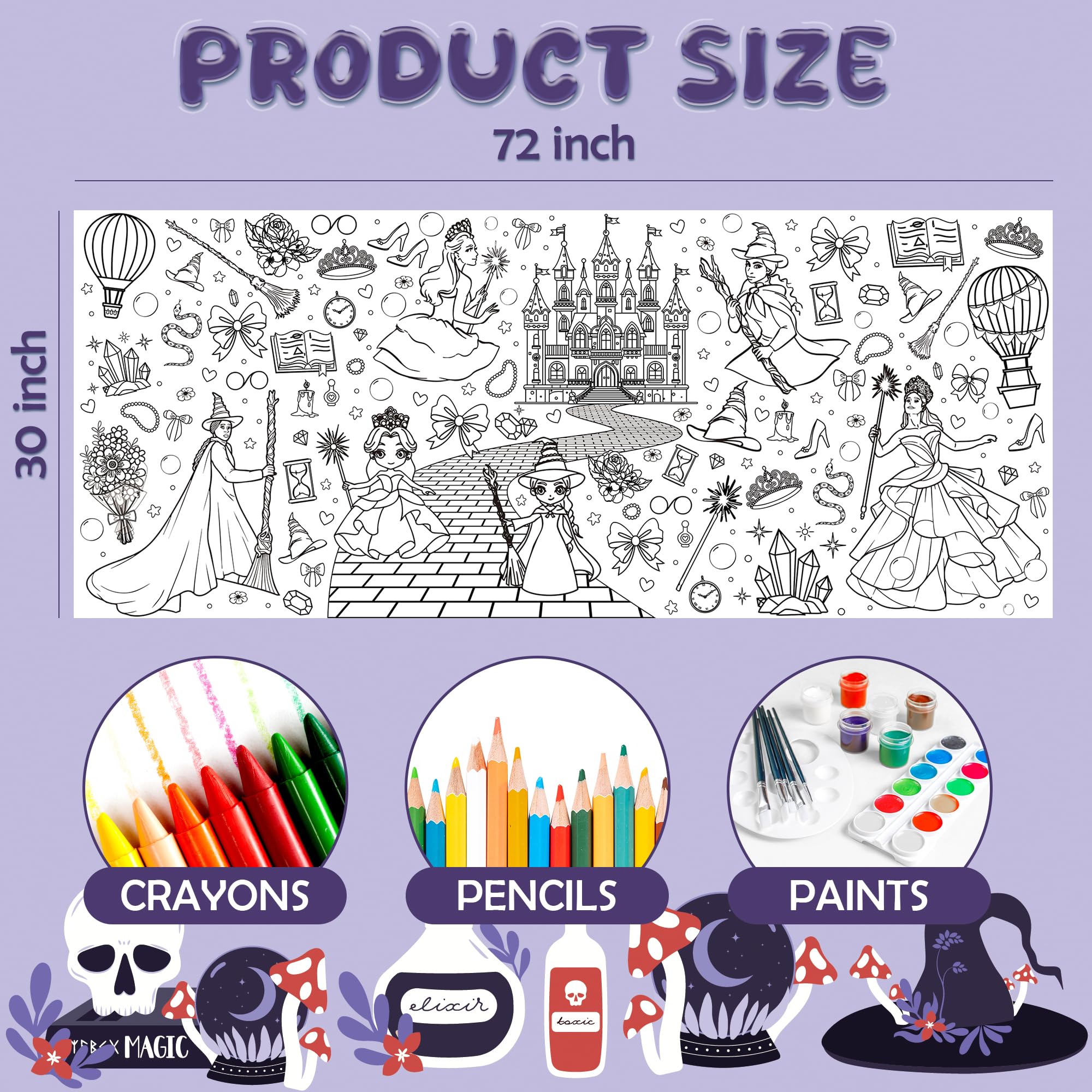 JXSDWANG Fall Giant Coloring Poster/Tablecloth - Fall Decorations for Home - 30 x 72 Inches Jumbo Paper Coloring Banner - Kids C