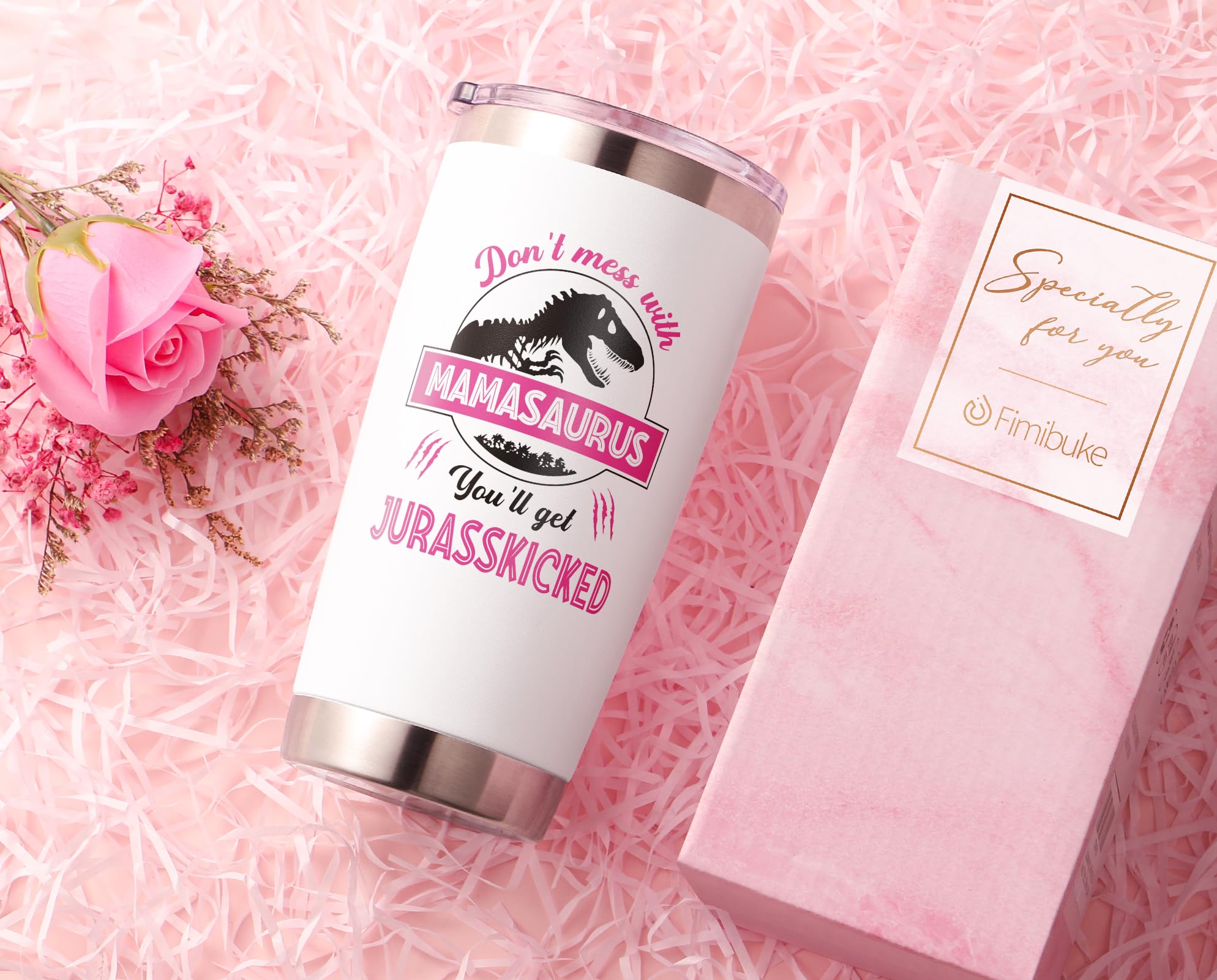 Fimibuke Christmas Gifts For Mom From Daughter, Son - 20 Oz Tumbler Mom Gifts For Mom, Mother-In-Law, Wife, Women - Mamasaurus I