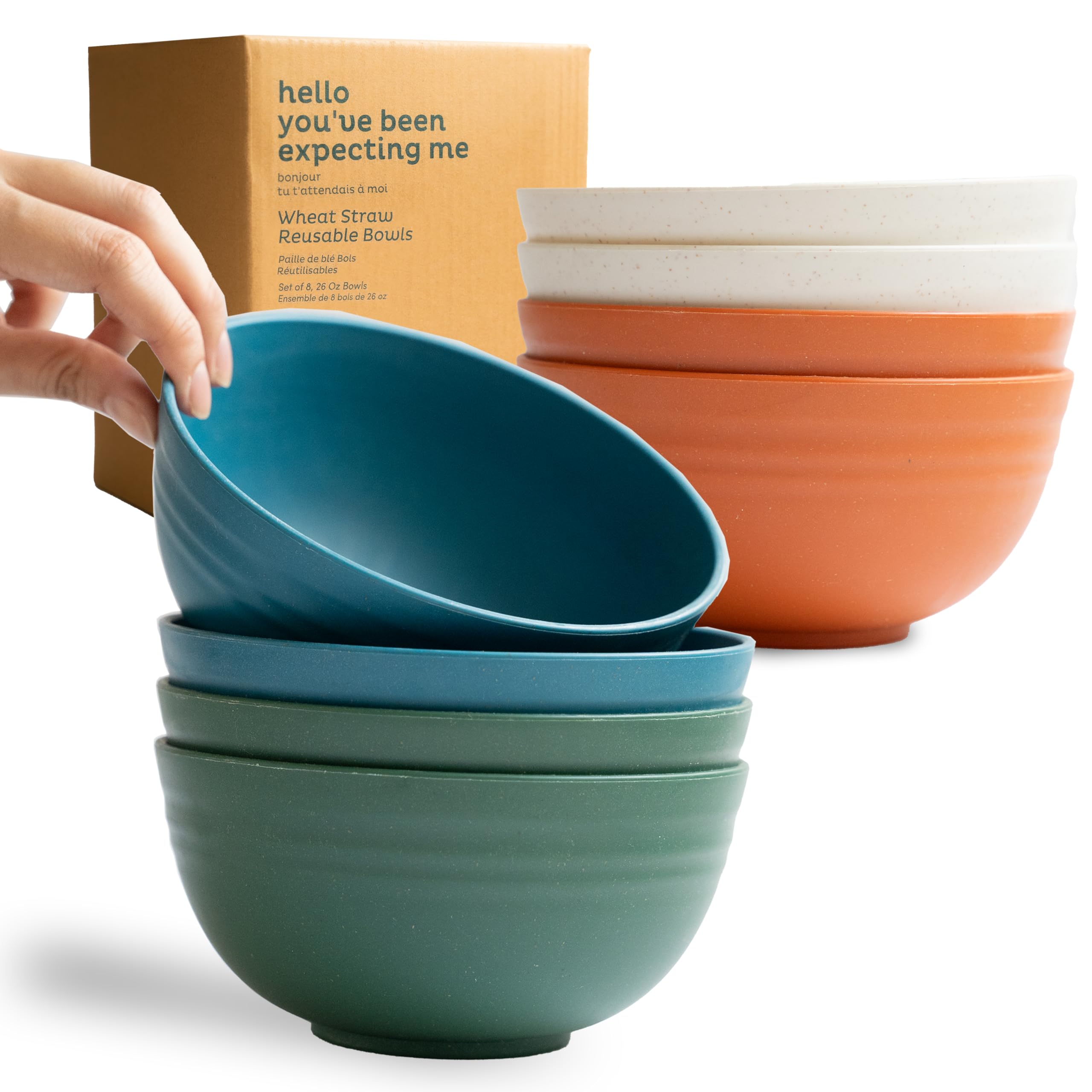 Nook Theory Wheat Straw Bowls - 26 Oz Cereal Bowls Sets 8 Unbreakable Dinnerware, Microwave Safe Bowls And Dishwasher Safe Bowls