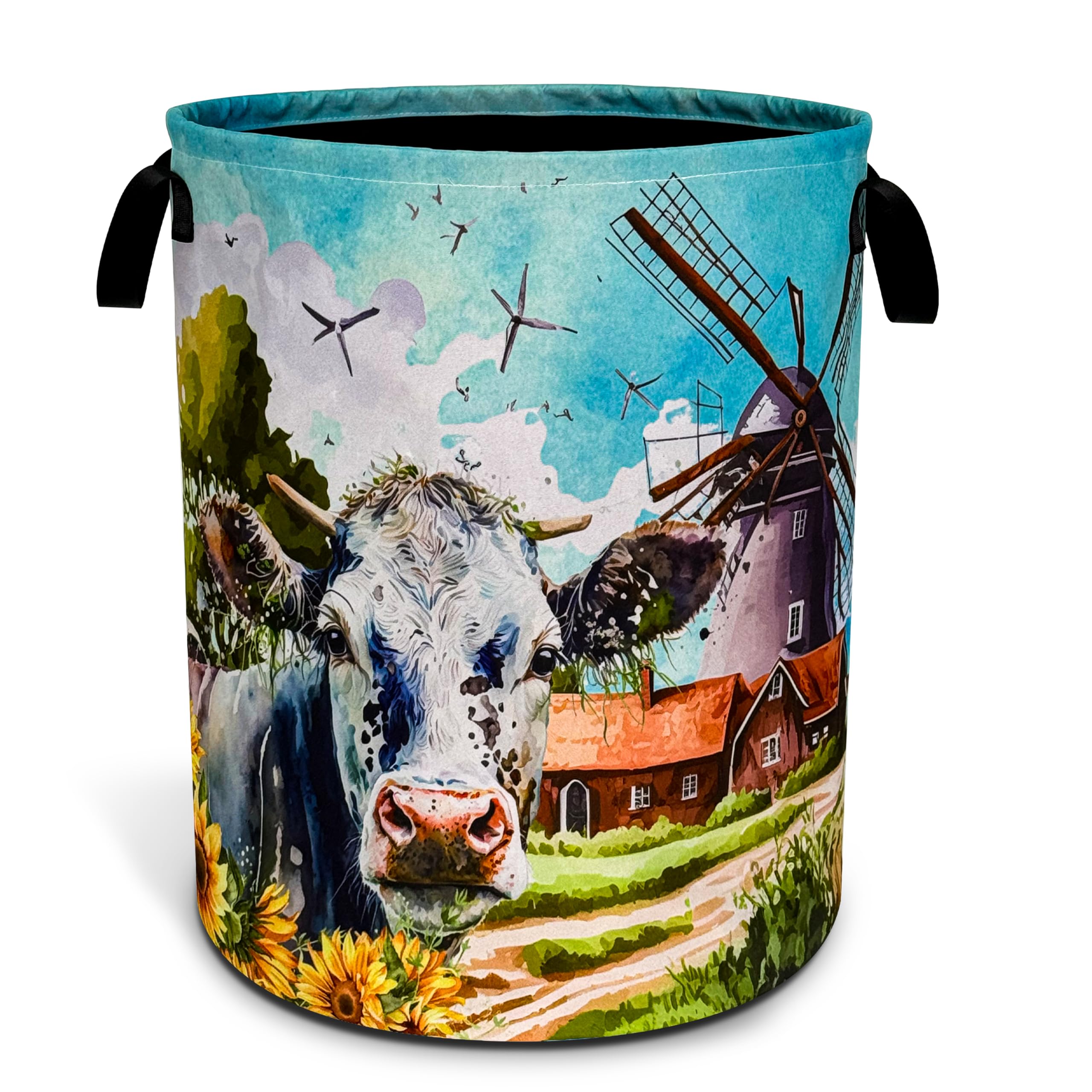Cow Laundry Basket Farm Foldable Oxford Cloth Funny Tote Bag Laundry Hamper Clothes Storage Bucket Toy Organizer For Bathroom/La