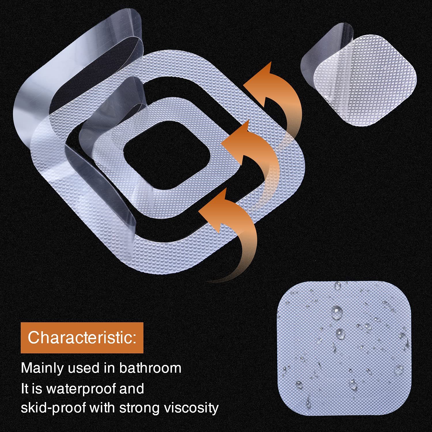 Secopad Non-Slip Bathtub Stickers, 36 Pcs Safety Bathroom Tubs Showers Treads Adhesive Decals Scraper (Clear)