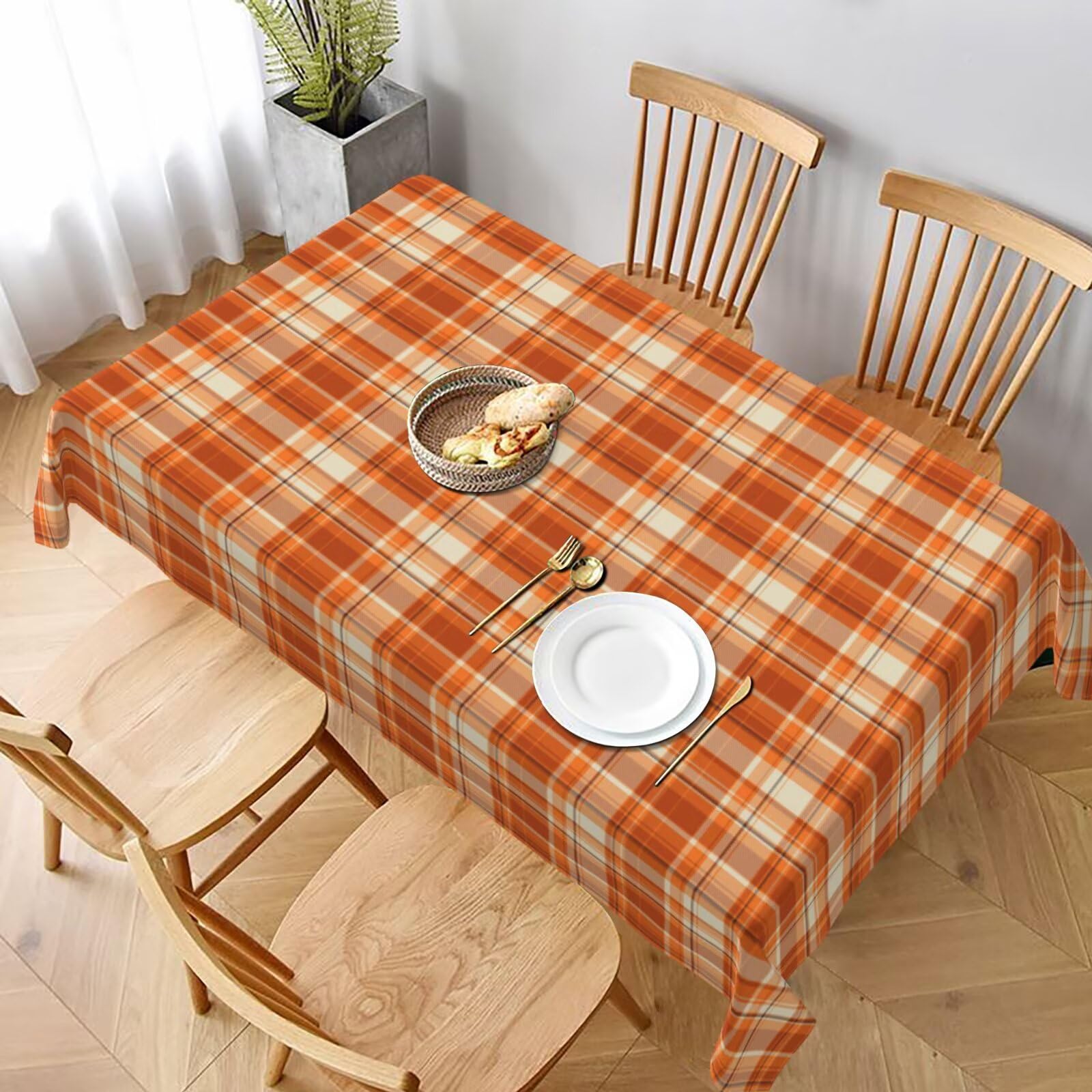 BETGINY Fall Tablecloth 60 x 120 Inch Rectangle Autumn Thanksgiving Plaid Table Cloth Wrinkle Resistant Rustic Tablecloth for Ho