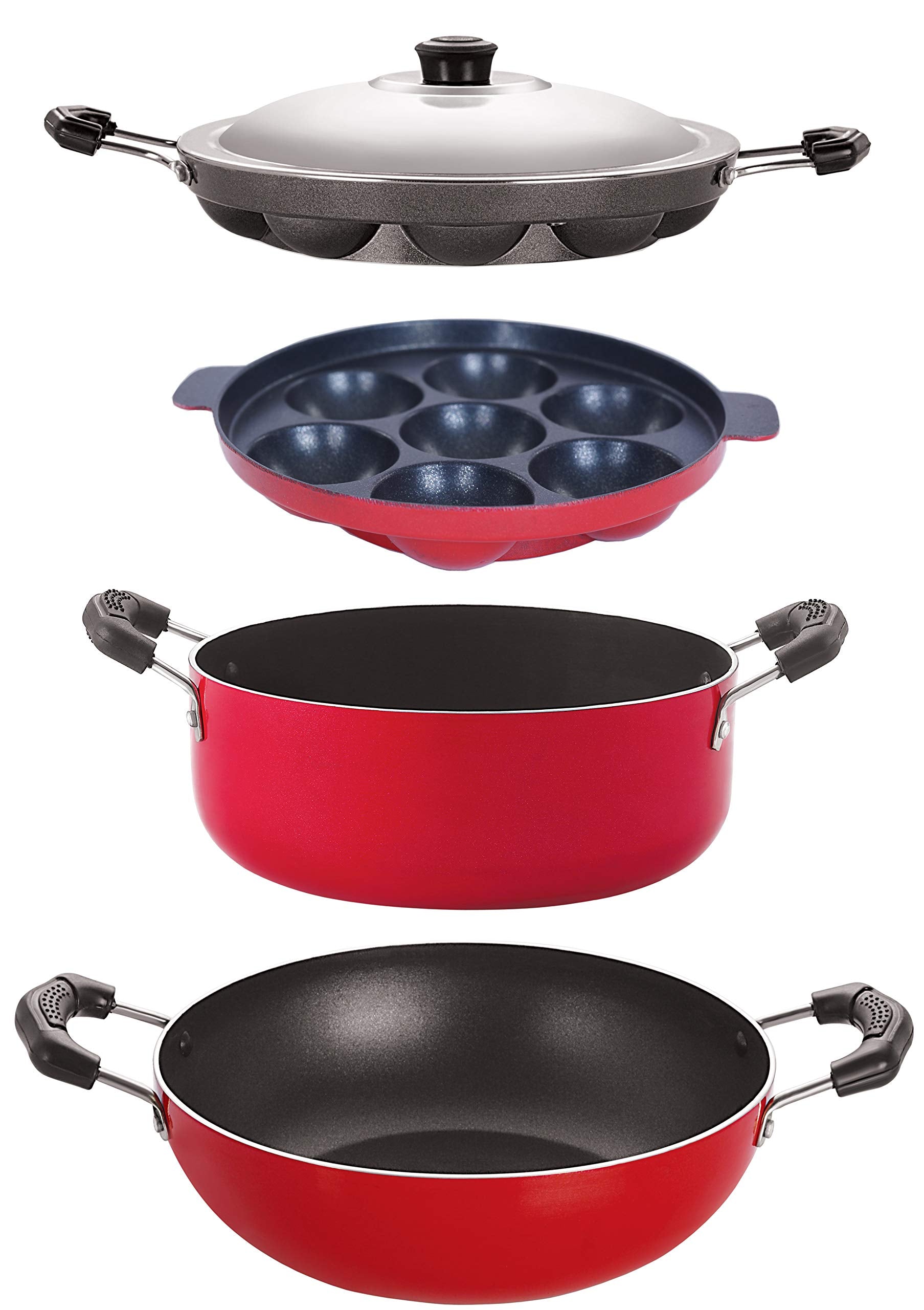 Nirlon 4 Piece NonStick Stain Resistance Cookware Essential Set Offer With Bakelite Handle