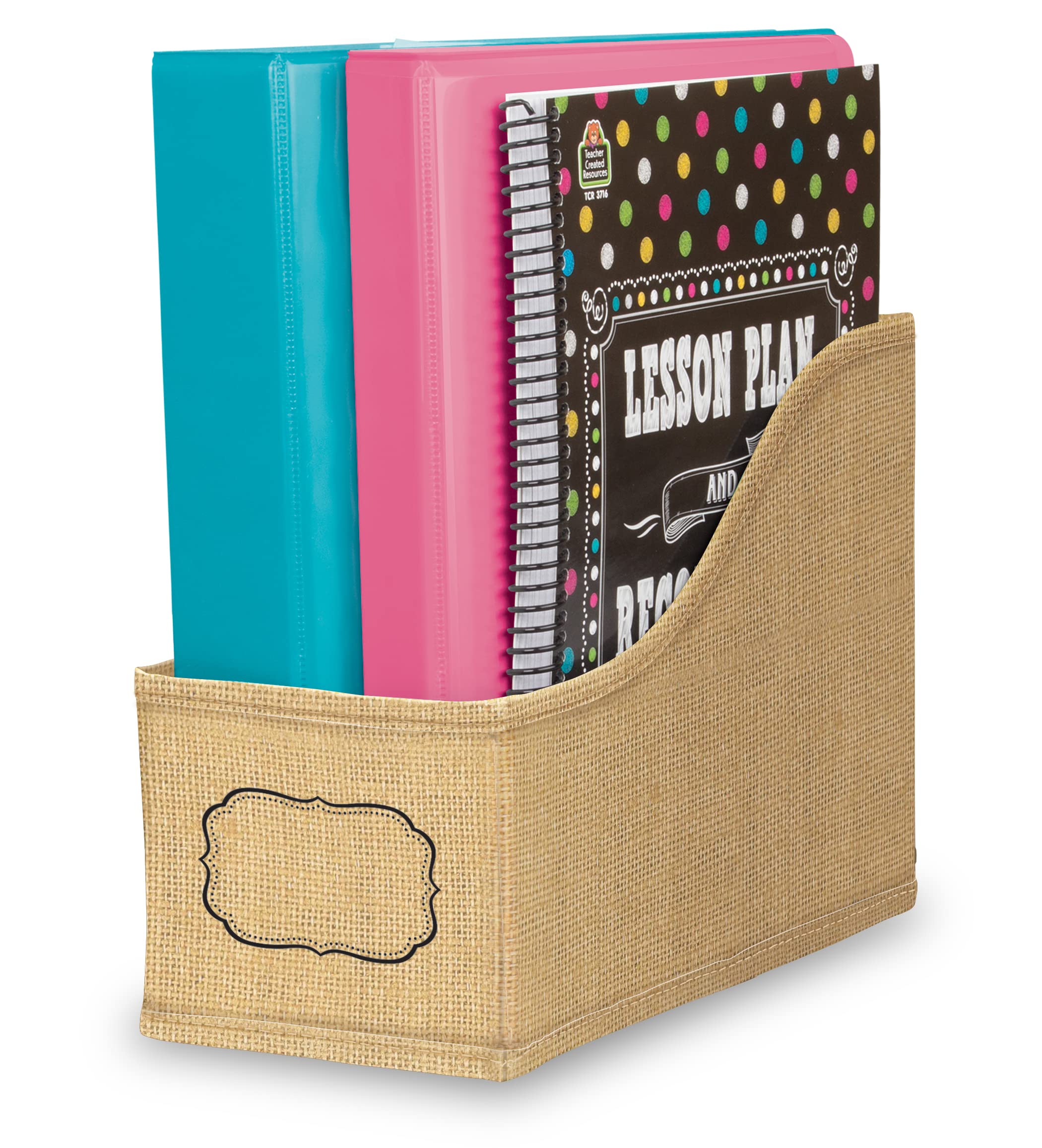 Burlap Book Bin