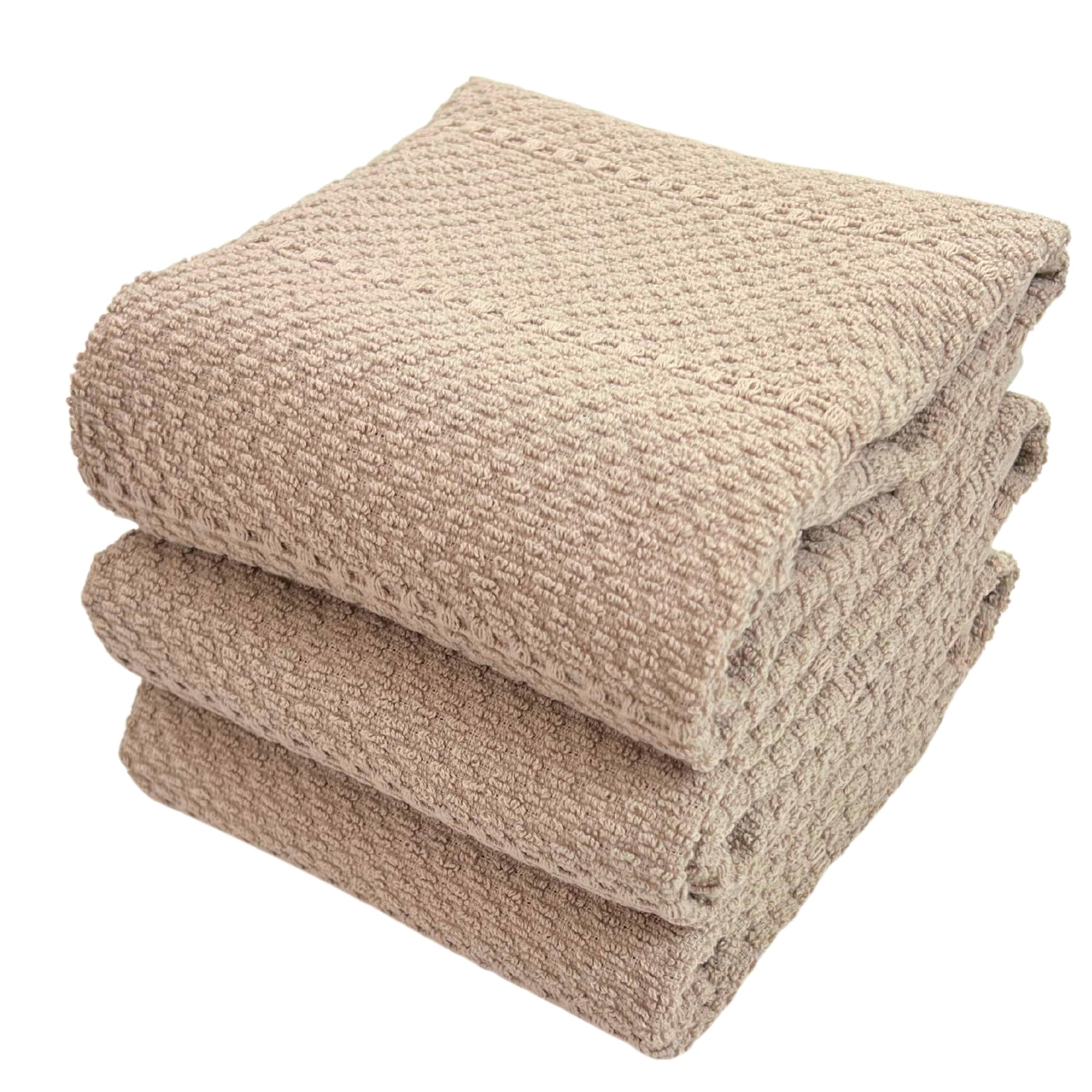 Beige Clay Light Brown Taupe Kitchen Hand Dish Towels: Oversized 28'' X 18'',100% Cotton Cloth Soft Cleaning Drying Absorbent Te
