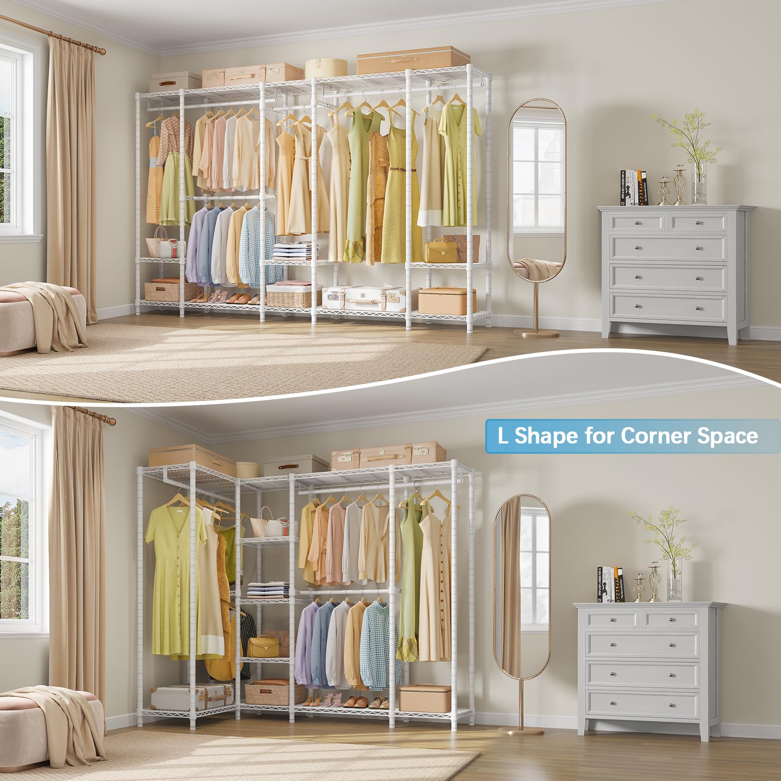 Vipek V50I Extra Large Portable Closet Rack Bedroom Armoire Freestanding Wardrobe Closet, Heavy Duty Multi-Functional Metal Clot