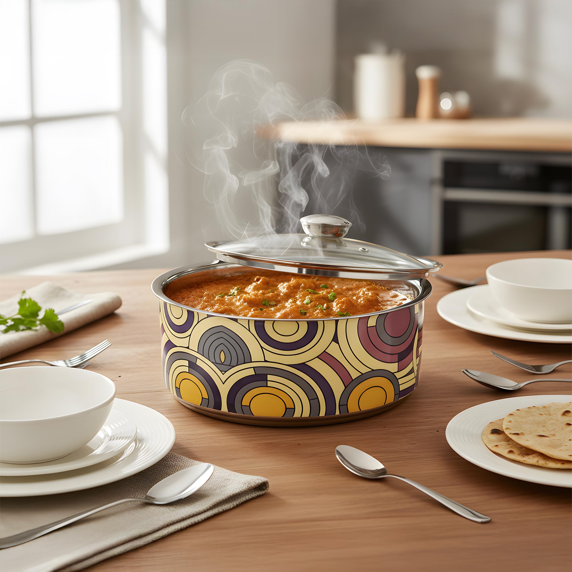 The Better Home Stainless Steel Insulated Casserole (2.5Liters) | Hot Box For Kitchen For Curry & Rice | Serving Bowl Set | Kitc