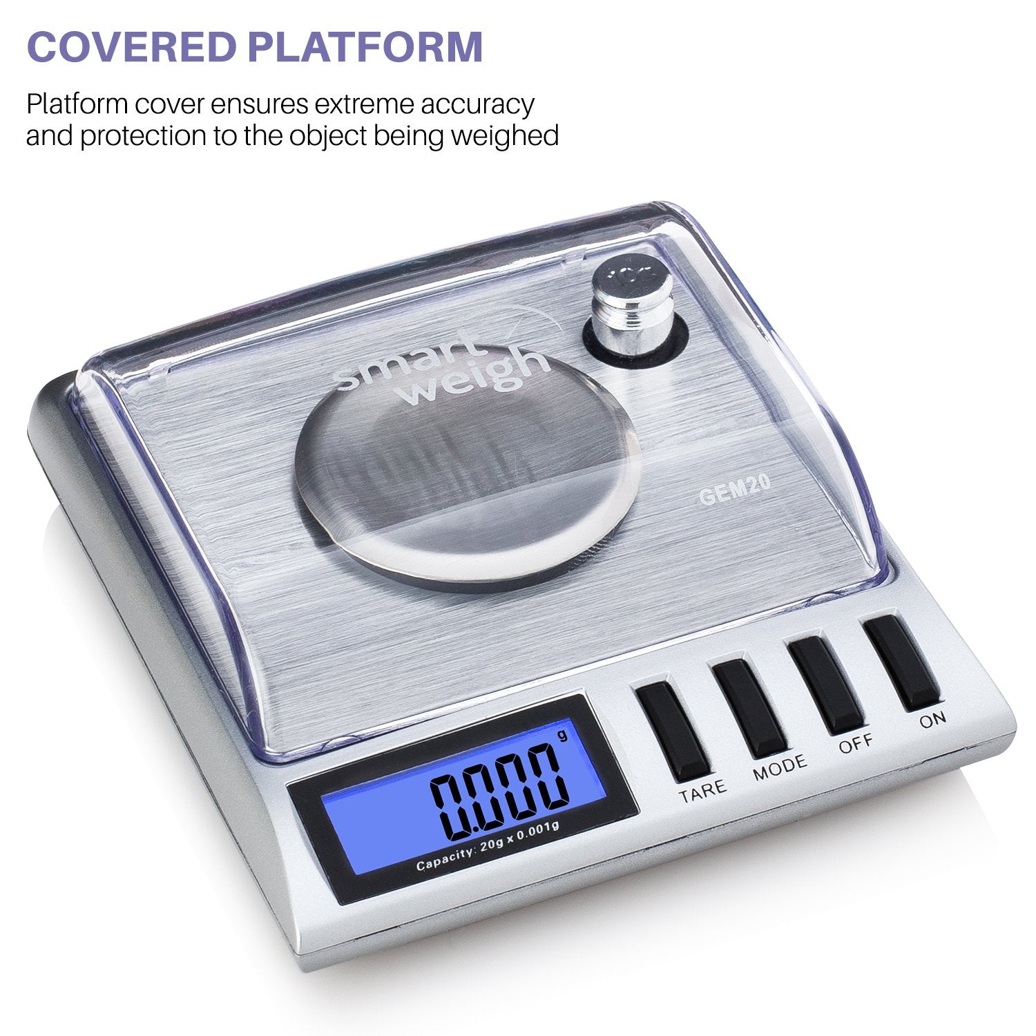 Smart Weigh Gem20-20G X 0001 Grams, High Precision Digital Milligram Jewelry Scale, Reloading, Jewelry And Gems Scale, Calibrati