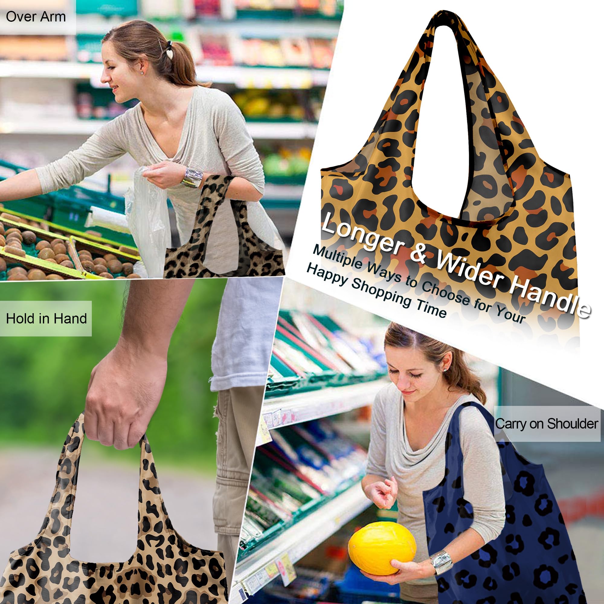 BeeGreen Leopard Print Tote Bag for women Leopard Accessories Cheetah Print Tote Bag Cheetah Gifts Shopping Bags Grocery Bags 6