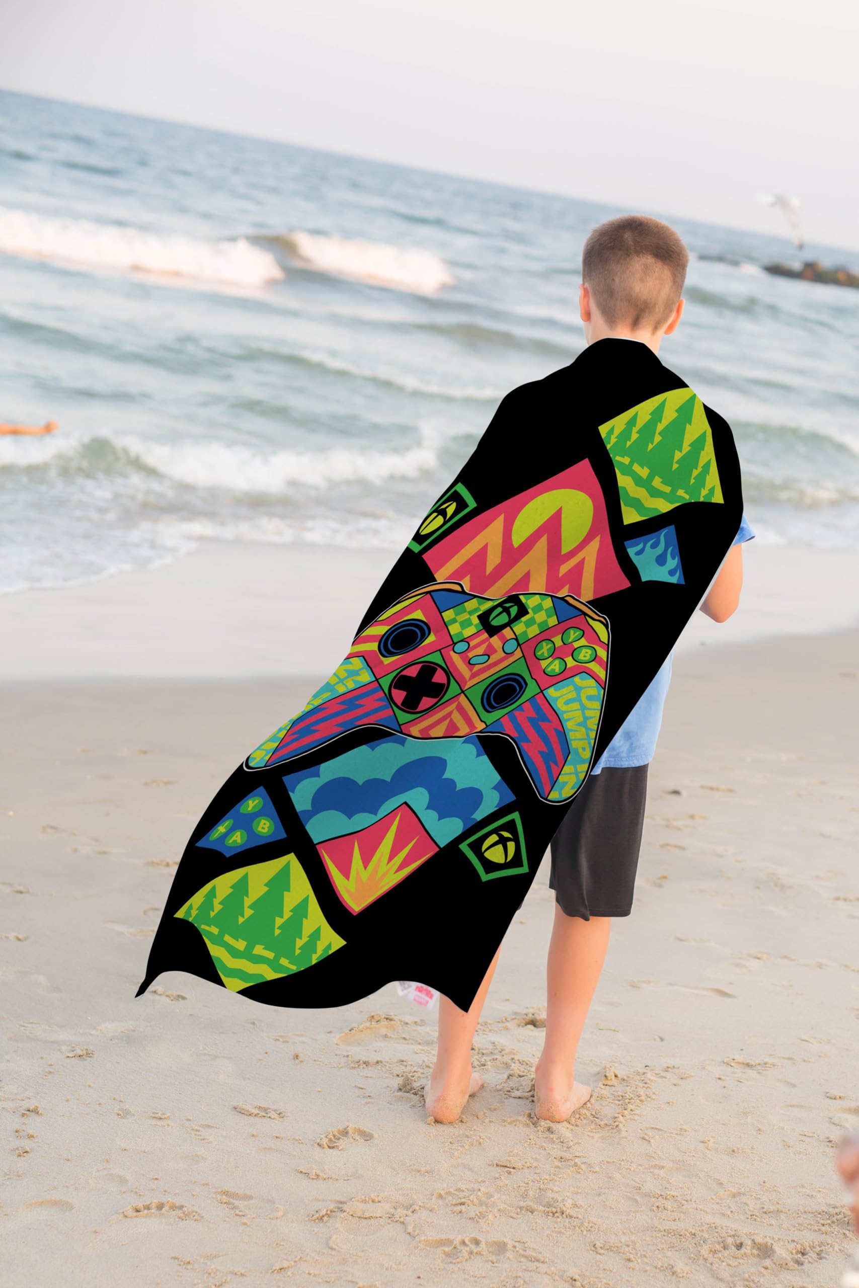 Jay Franco Xbox Kids Bath Pool Beach Towel - Super Soft & Absorbent Video Game Controller 100% Cotton Towel  Measures 28 x 58