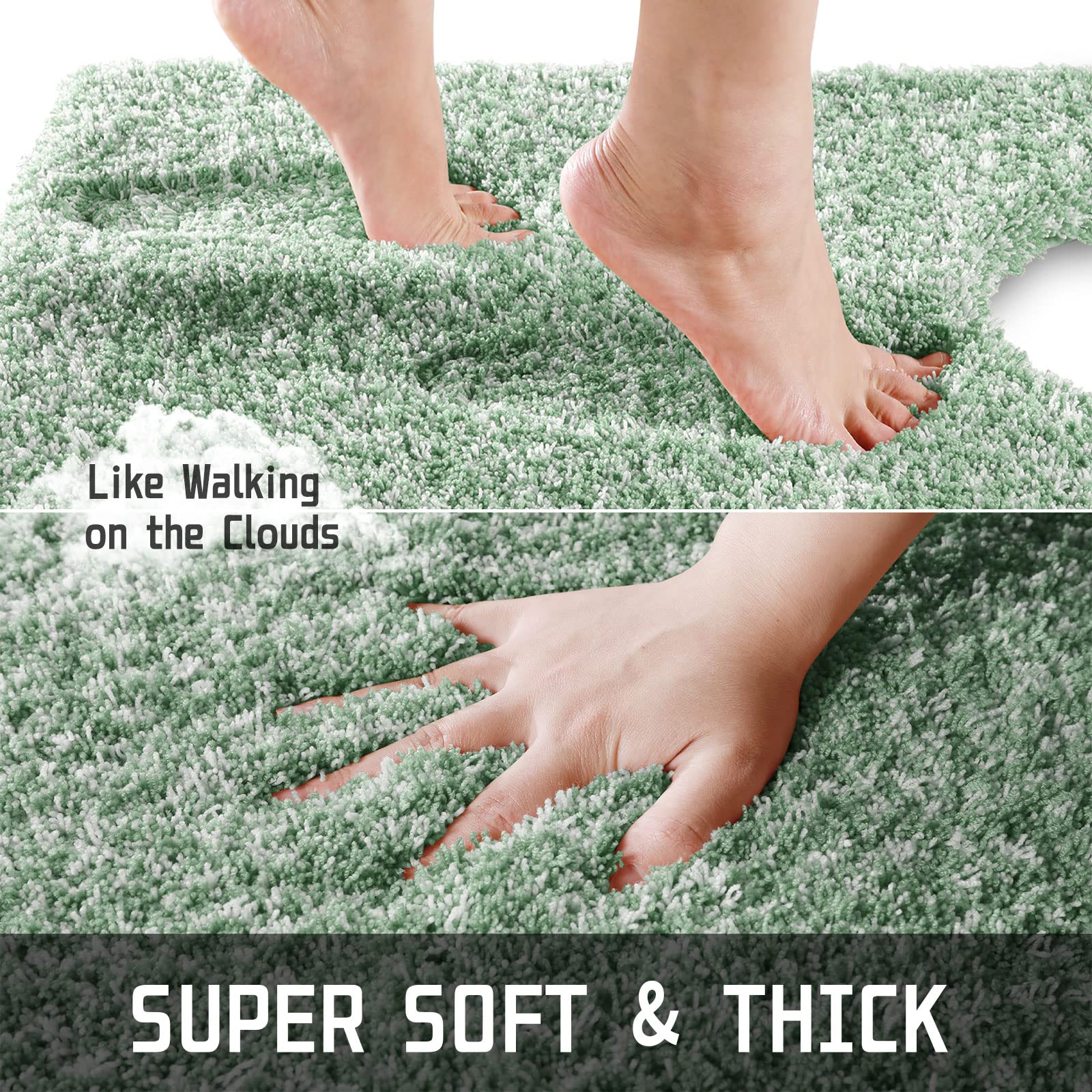 Yimobra Toilet Rugs U Shaped Washable 24X20, Ultra Soft And Water Absorbent Bath Mats, Non Slip Fluffy Shaggy Luxury Microfiber