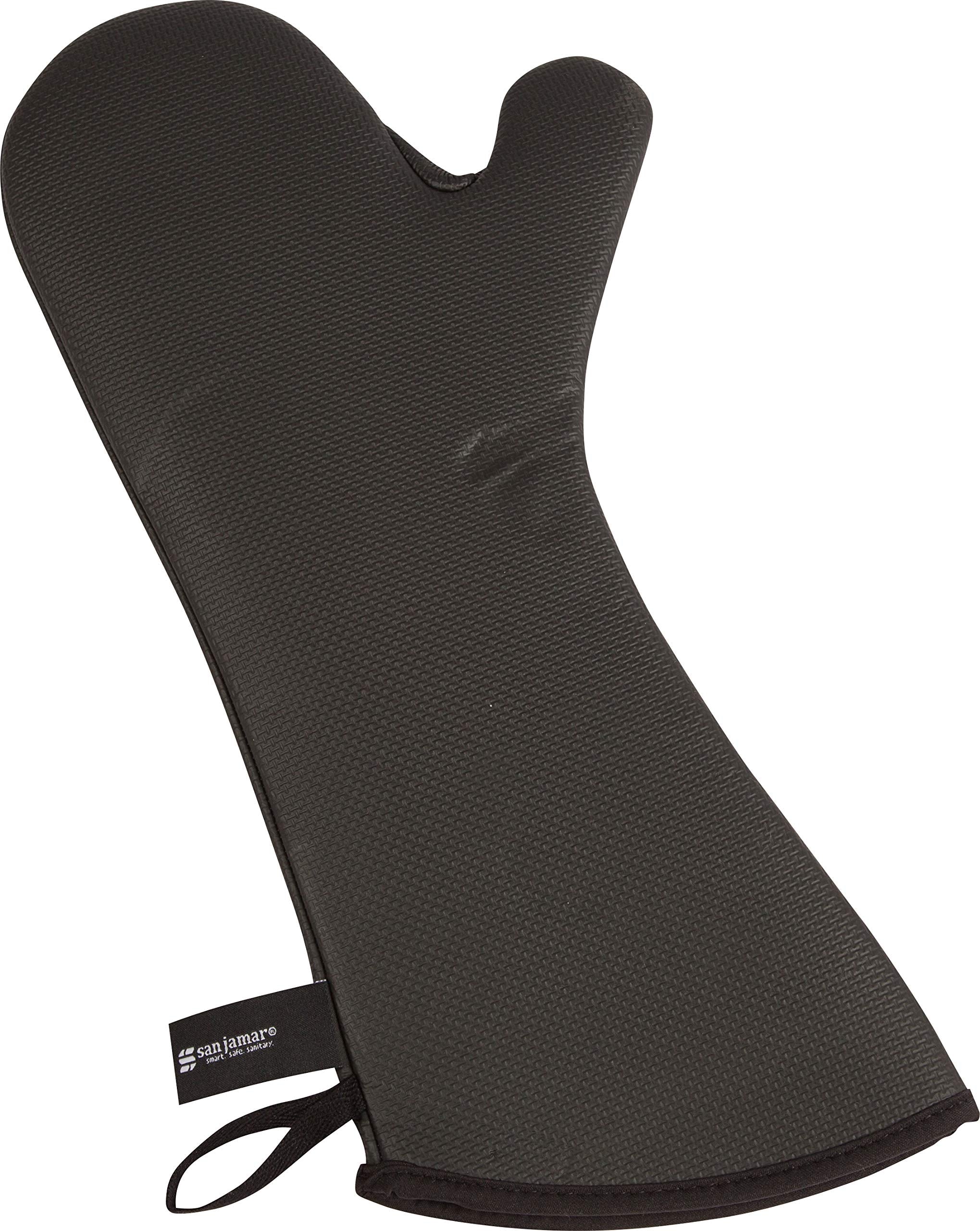 San Jamar Ucmx15Bk Textured Neoprene Oven Mitt With Webguard, 15'' Length, Black