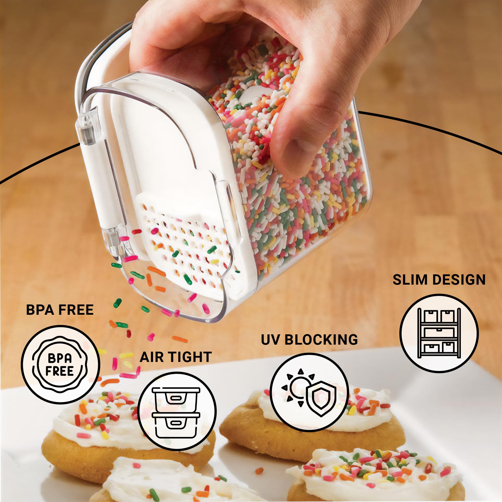 Progressive International Prepworks Prokeeper 6 Piece Plastic Airtight Food Storage Containers For Baking Essentials, White And