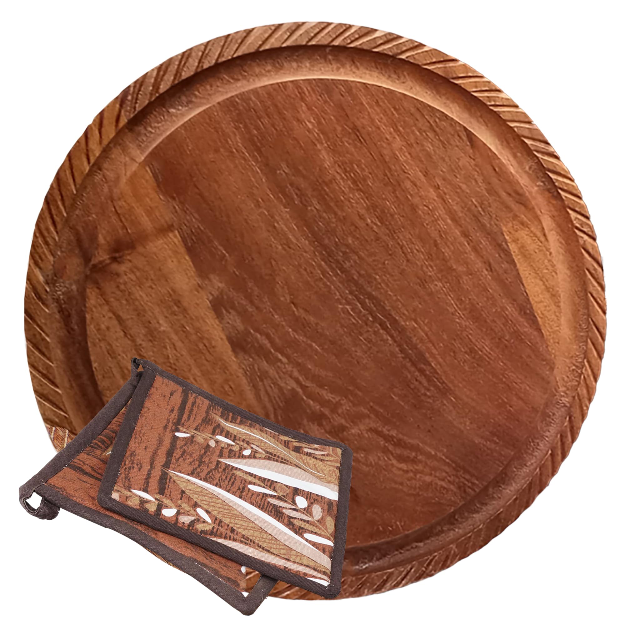 K & R Wood Trivet For Hot Pots And Pans | Natural Acacia Wood | Wood Trivet For Hot Dishes | Reversible Wood Cutting Board | Woo