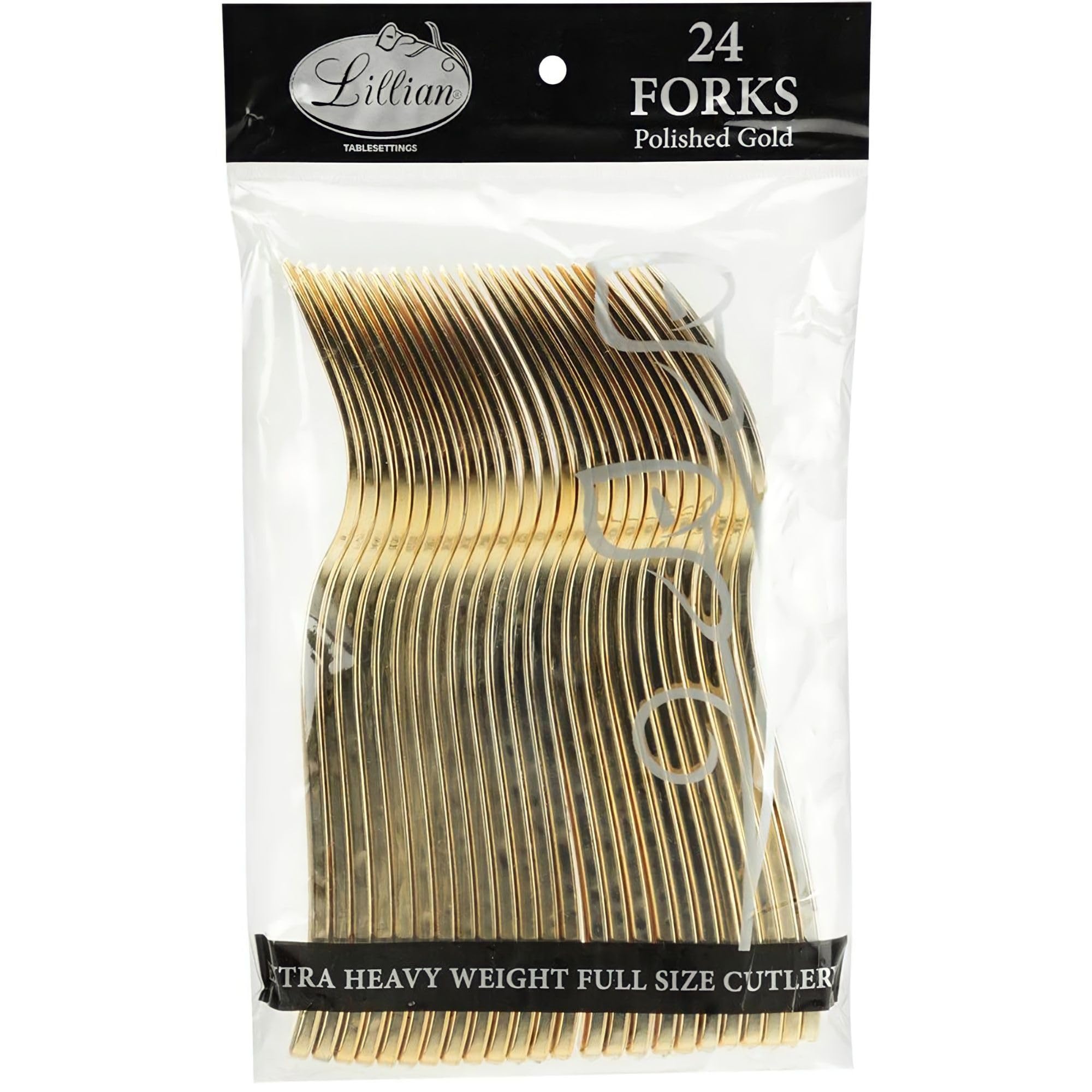 Kingzak Plastic Fork Bag | Polished Gold | Pack Of 96 Cutlery, 96 Count