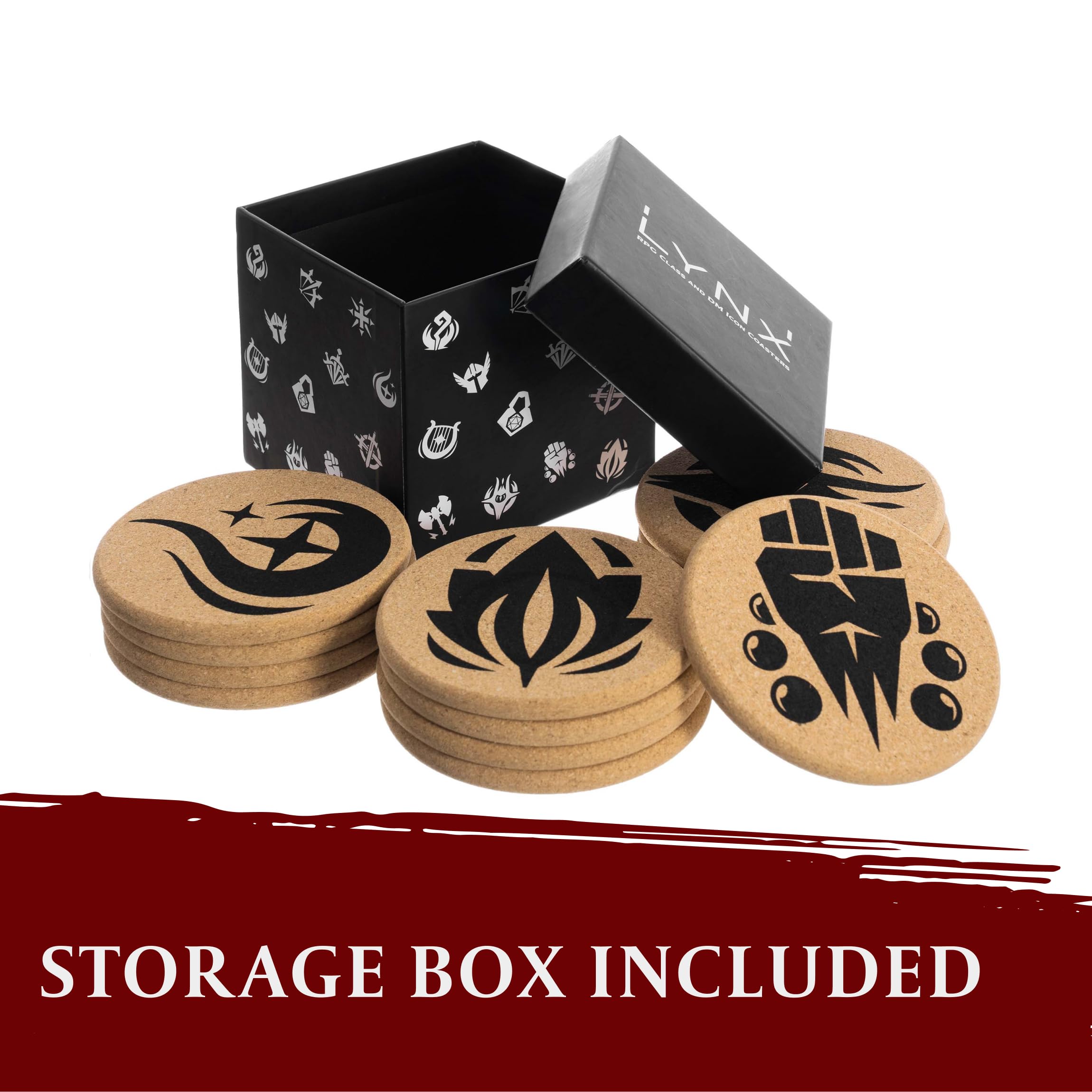 Hq Cork Dnd Coasters - Set Of 12 Class +1 Dm Icon Coasters - Great Nerdy Gift For D&D Players, Gamers, Dm, Men Or Women- Dungeon
