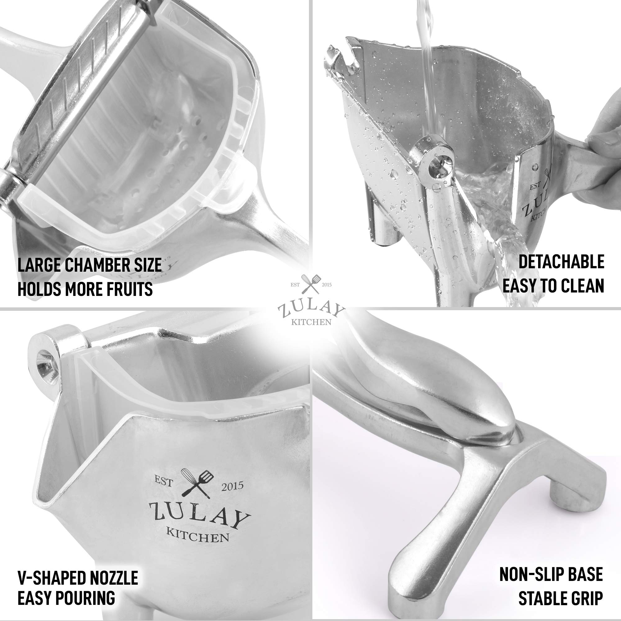 Zulay Fruit Manual Juicer- Heavy Duty Juice Press Squeezer With Detachable Lever & Removable Strainer - Fruit Press & Hand Juice