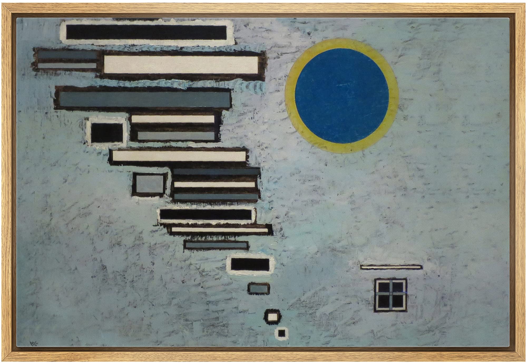 Wall26 - Unequal By Vassily Kandinsky - Framed Canvas Print Wall Art Famous Painting Reproduction - 24''X36'' Natural