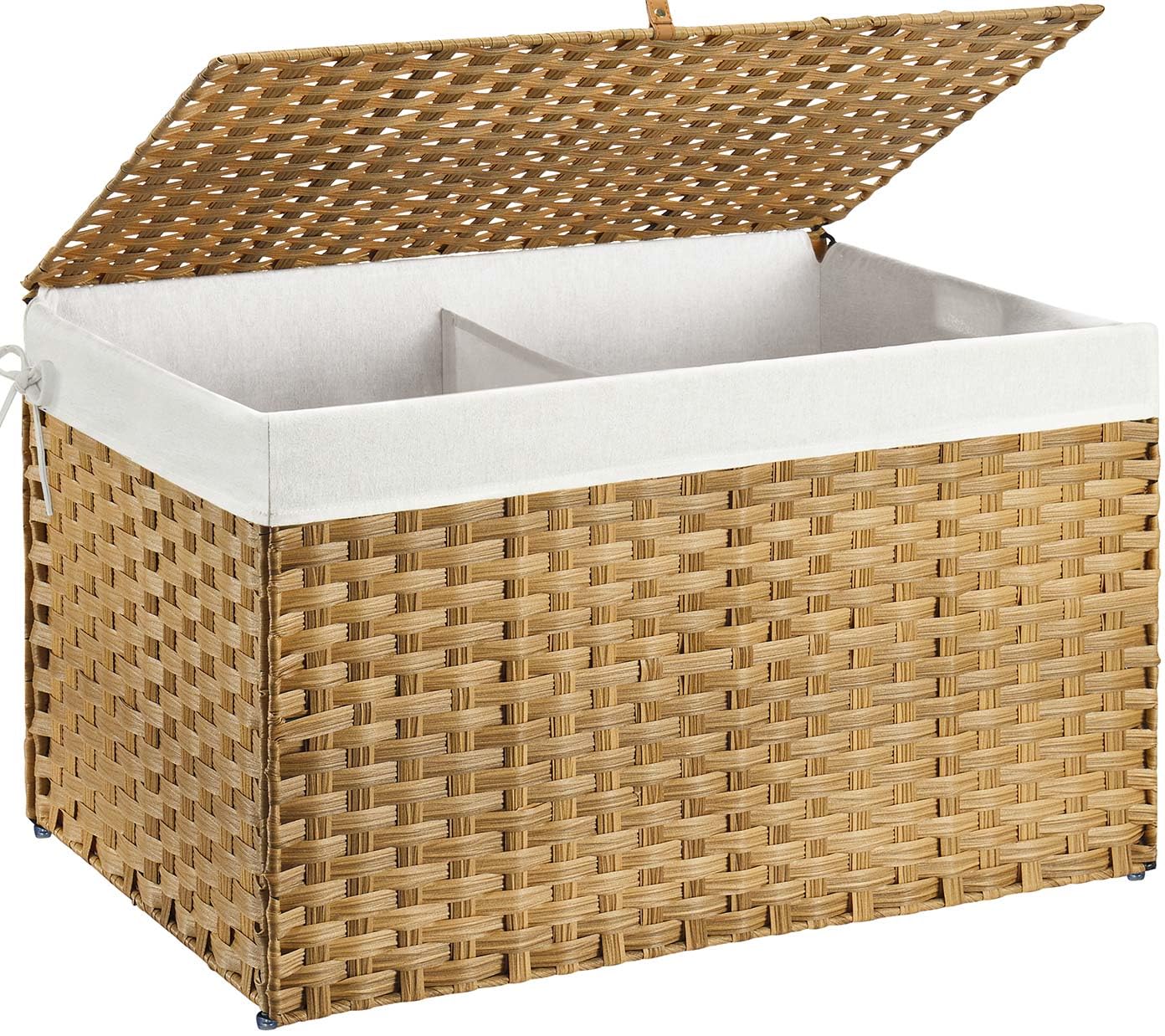 Greenstell Storage Basket With Lid, 160L Handwoven Large Shelf Basket With Cotton Liner And Metal Frame, Foldable & Easy To Inst