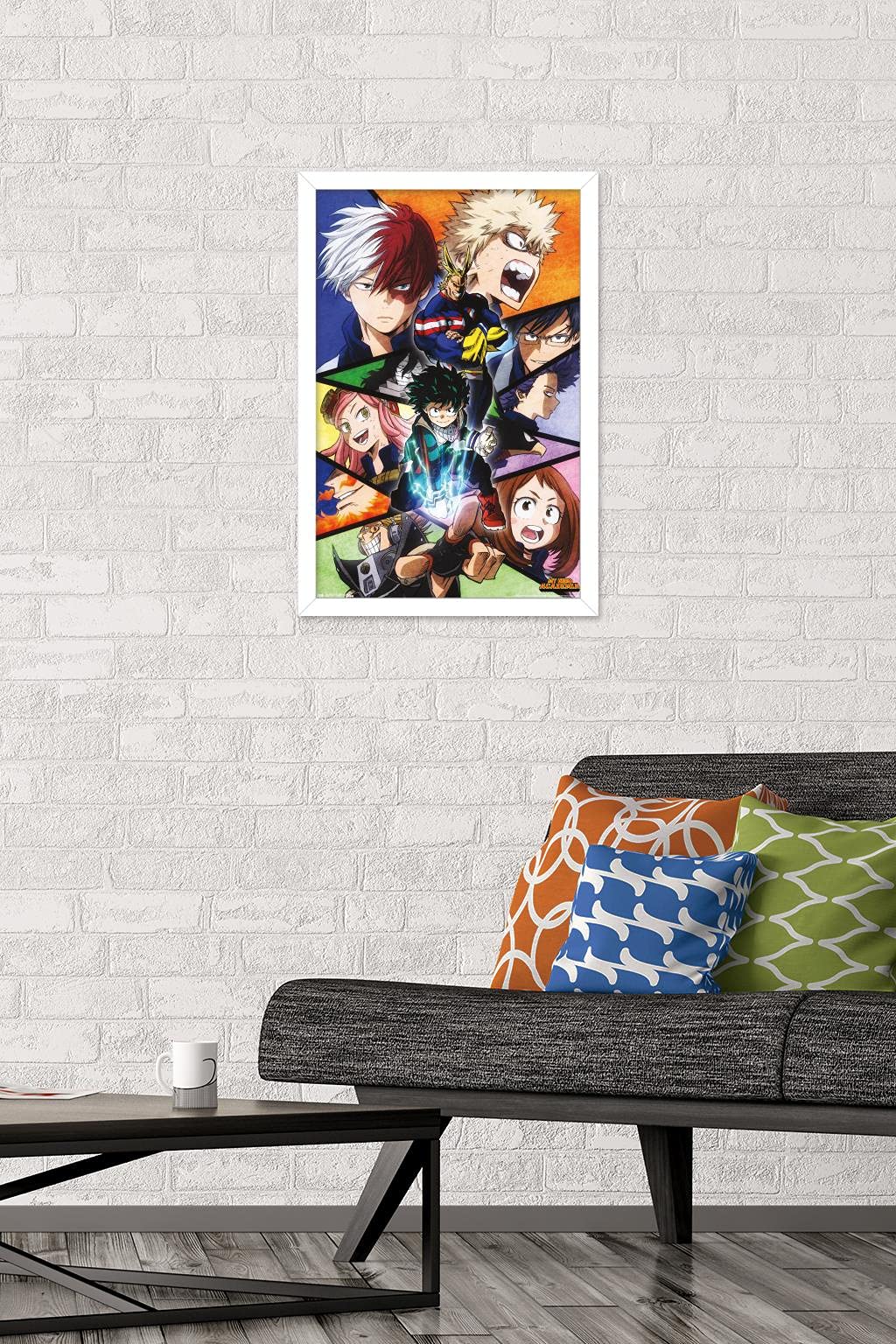 Trends International My Hero Academia-Faces Wall Poster, 14.725'' X 22.375'', White Framed Version