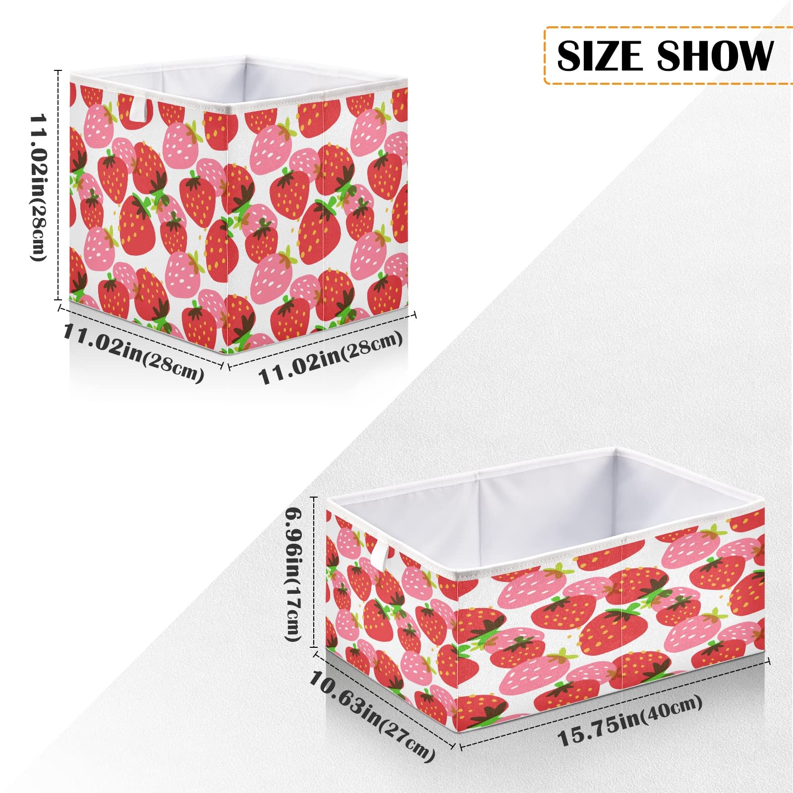Blueangle Beautiful Strawberry Cube Storage Bin, 11 X 11 X 11 In, Large Collapsible Organizer Storage Basket For Home D  Cor