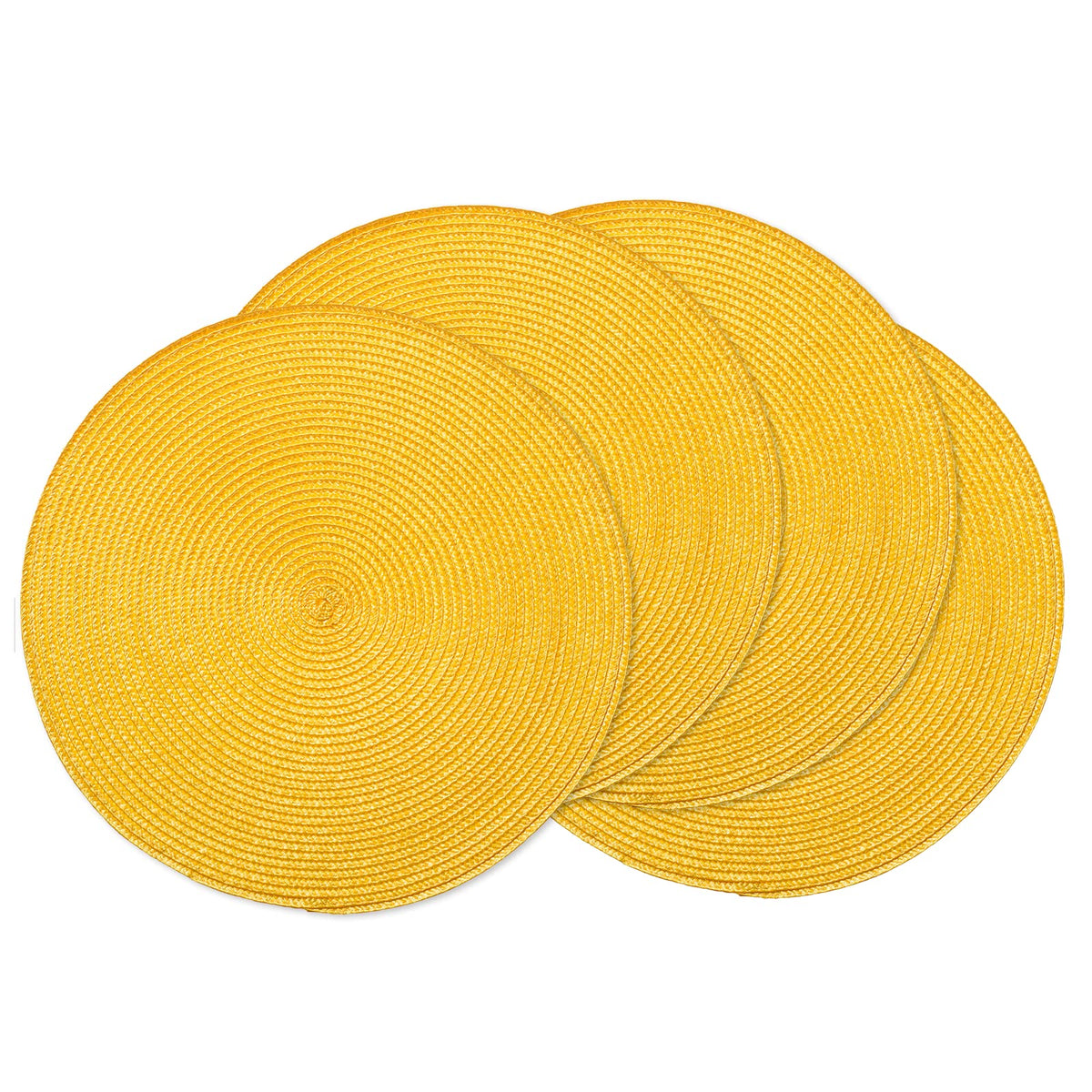Ahhfsmei Round Braided Placemats 15 Inch Round Table Mats For Dining Tables Natural Woven Heat Resistant Place Mats Set Of 4 (Ye