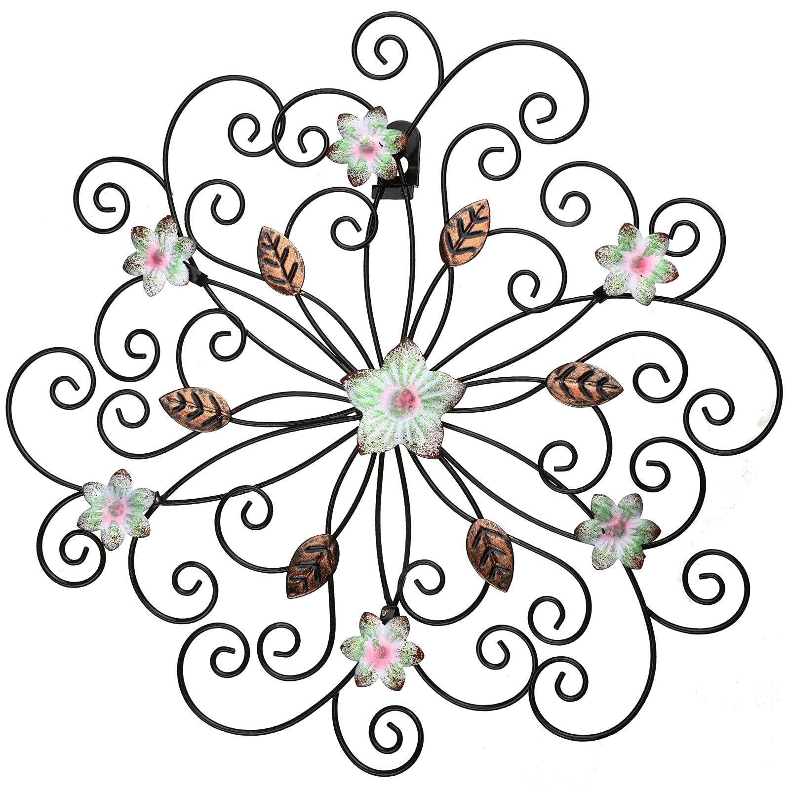 Ferraycle 12 Inch Metal Flower Wall Decor with Rust Leaf Large Floral Metal Wall Art Inspirational Iron Flower Decor Wrought Han