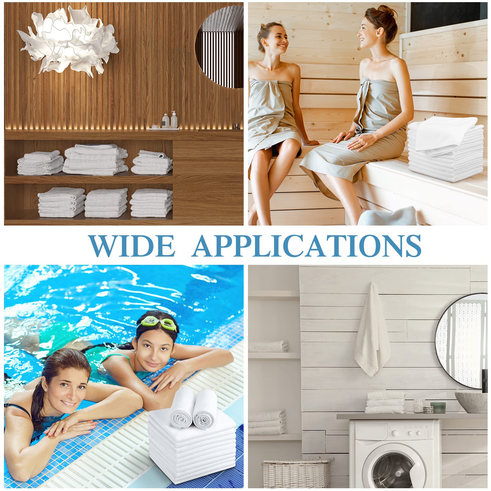 Moukeren 72 Pack White Salon Hand Towels Microfiber Absorbent Resistant 16 x 27 Hair Hand Towels Bulk Quick Dry for Salon Facial