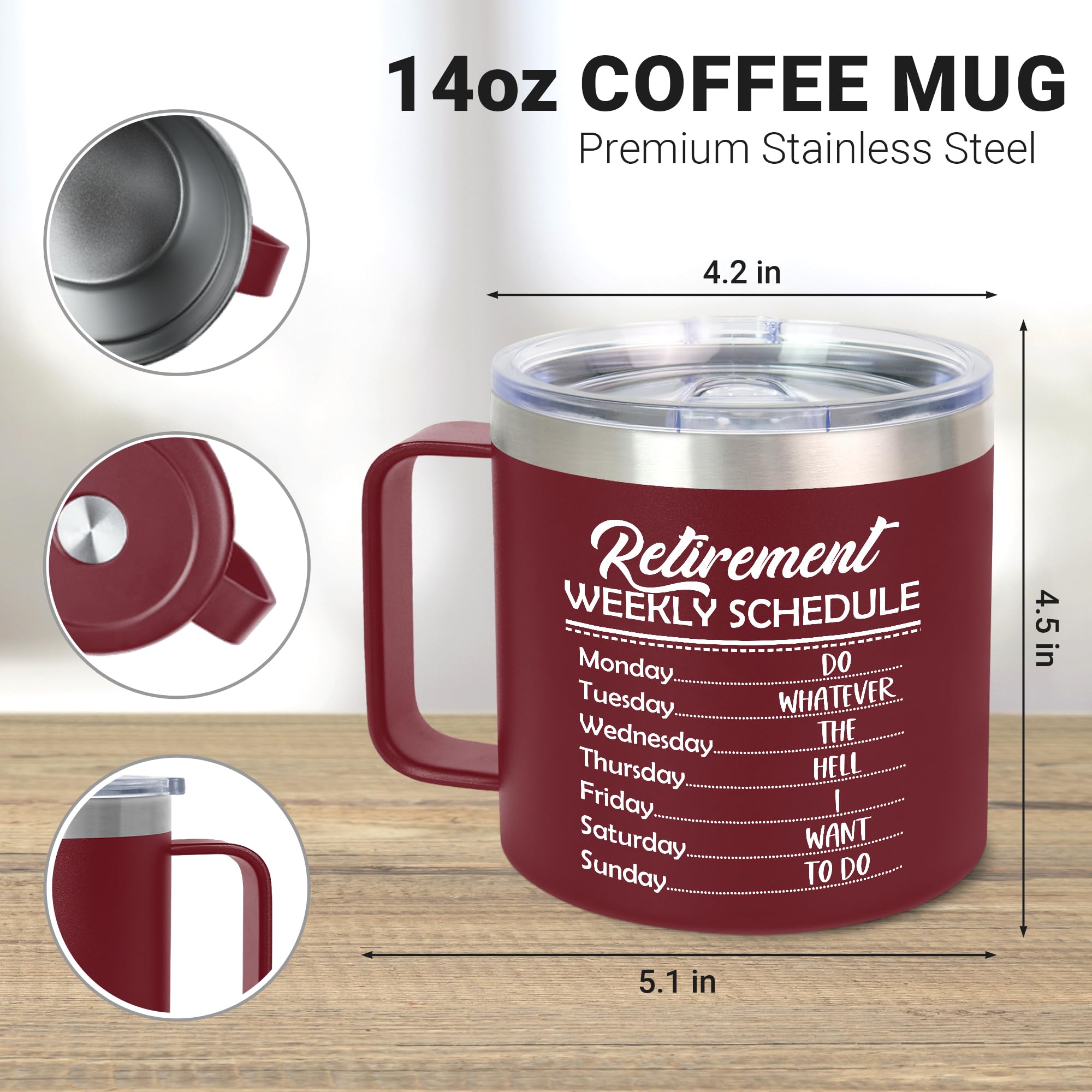 AXIARA Funny Retirement Gifts for Women Men - 14 Oz Stainless Steel Insulated Coffee Mug With Lid - Birthday Retired Goodbye Far