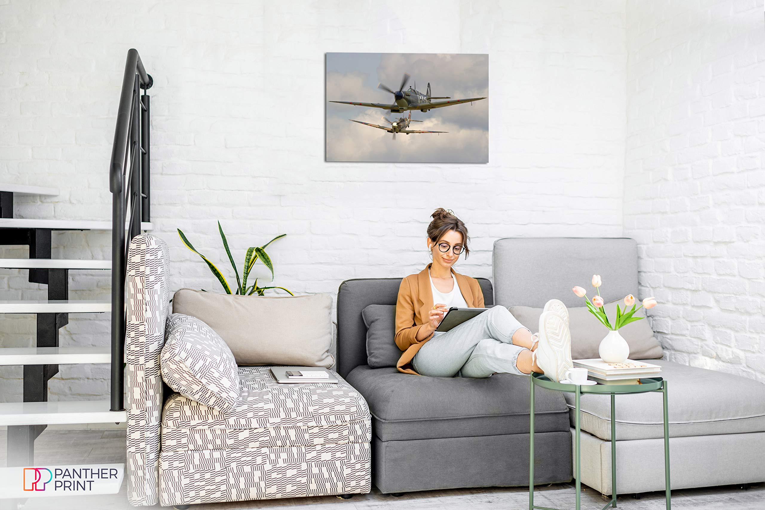 Panther Print, Canvas Wall Art, Pictures For Living Room, Raf Supermarine Spitfires Framed Prints, Print For Special Occasions (