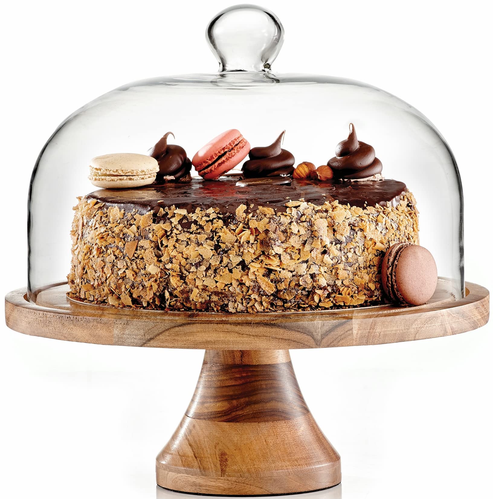 Royalty Art 4-In-1 Cake Stand With Dome, Cheese Board, Covered Platter, And Serving Tray For Pastries, Pies, Appetizers, And Hol