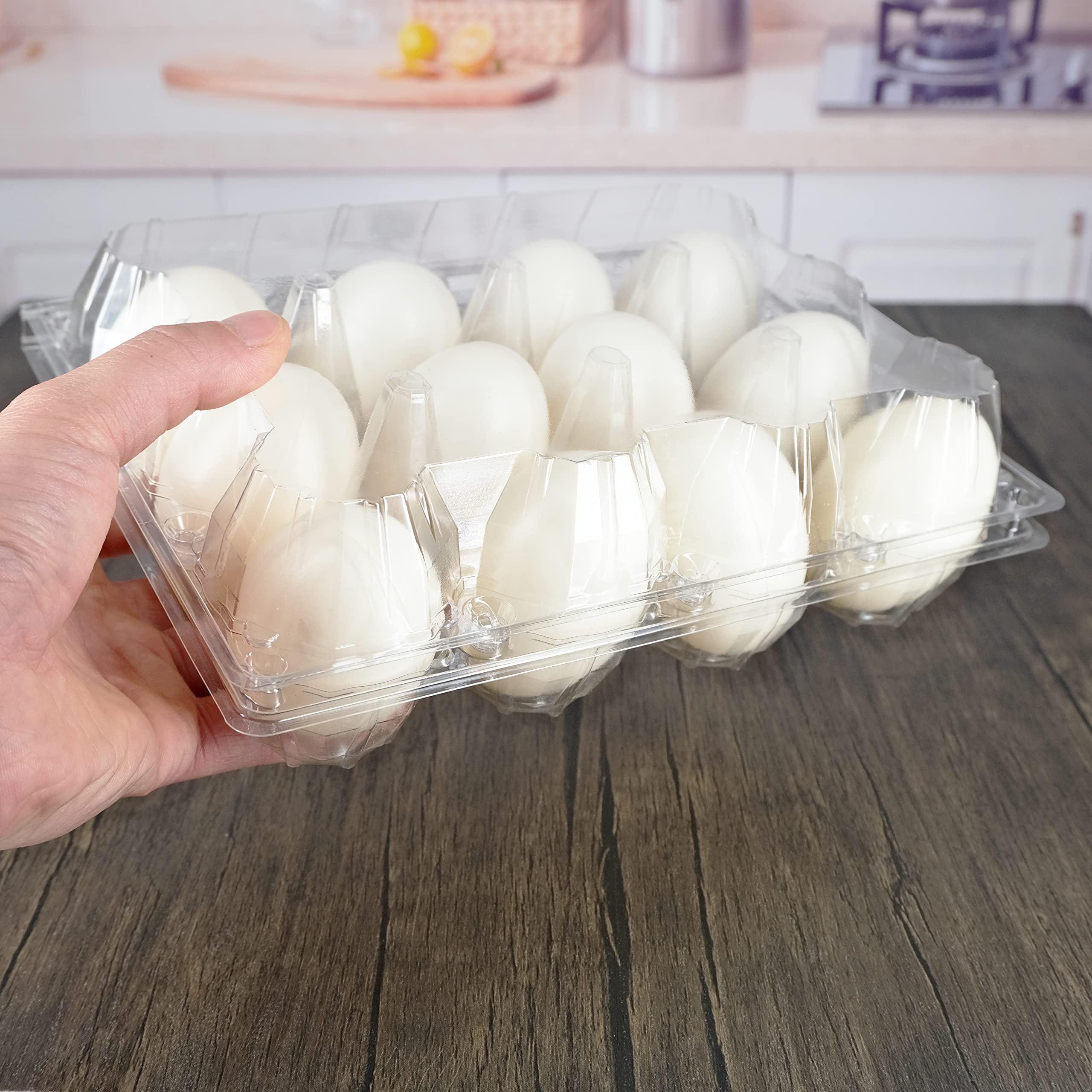 BULKBUY Egg Cartons 40 Packs, Clear Eco-friendly Plastic Blank Egg Cartons with Free Labels, Holds up to 12 Duck Eggs Securely,