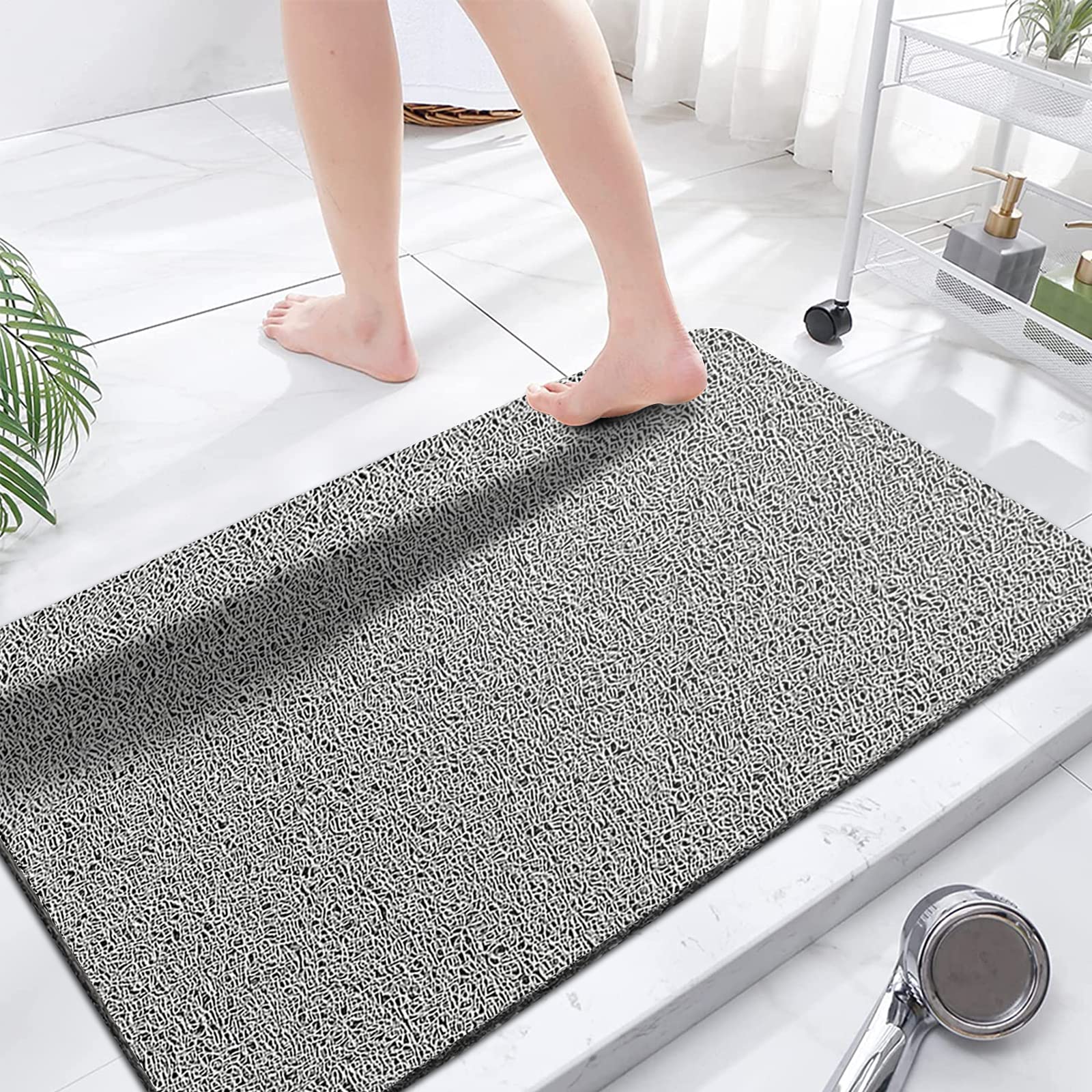 Extra Large Shower Mats Non Slip Without Suction Cups, 23.6  47.2Inch, Bath Mat For Textured Tub Surface, Loofah Mats For Shower