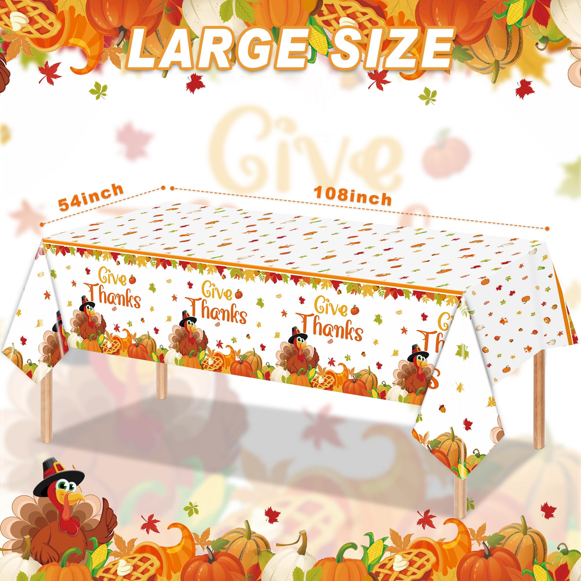 XueXiceili 3pcs Thanksgiving Tablecloths Fall Picnic Turkey Disposable Plastic Maple Leaves Covers for Thanksgiving and Harvest