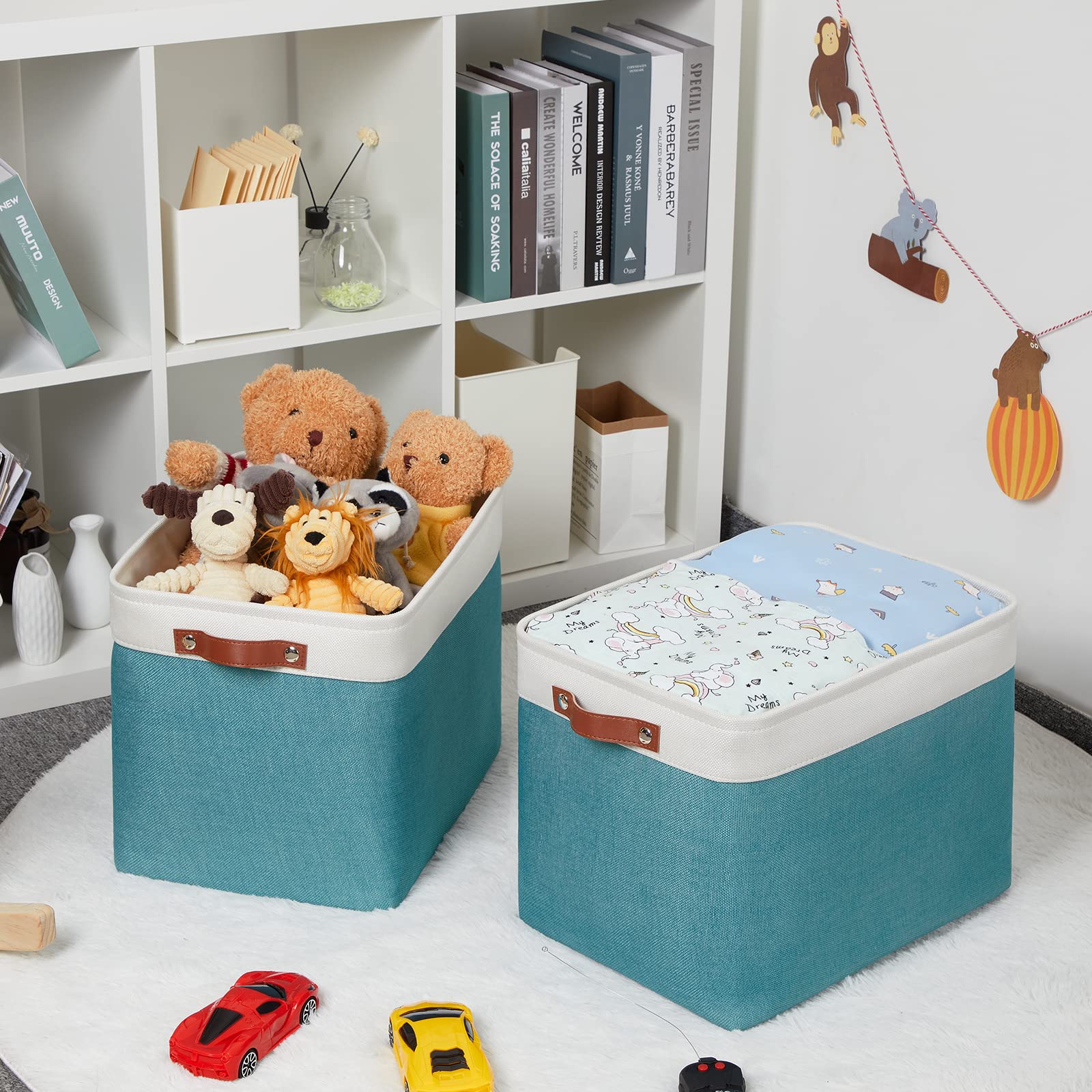 Hnzige Extra Large Fabric Storage Bin Baskets For Organizing Shelves [2 Pack] Storage Baskets For Closet 16 '' X 11.8 '' X 11.8