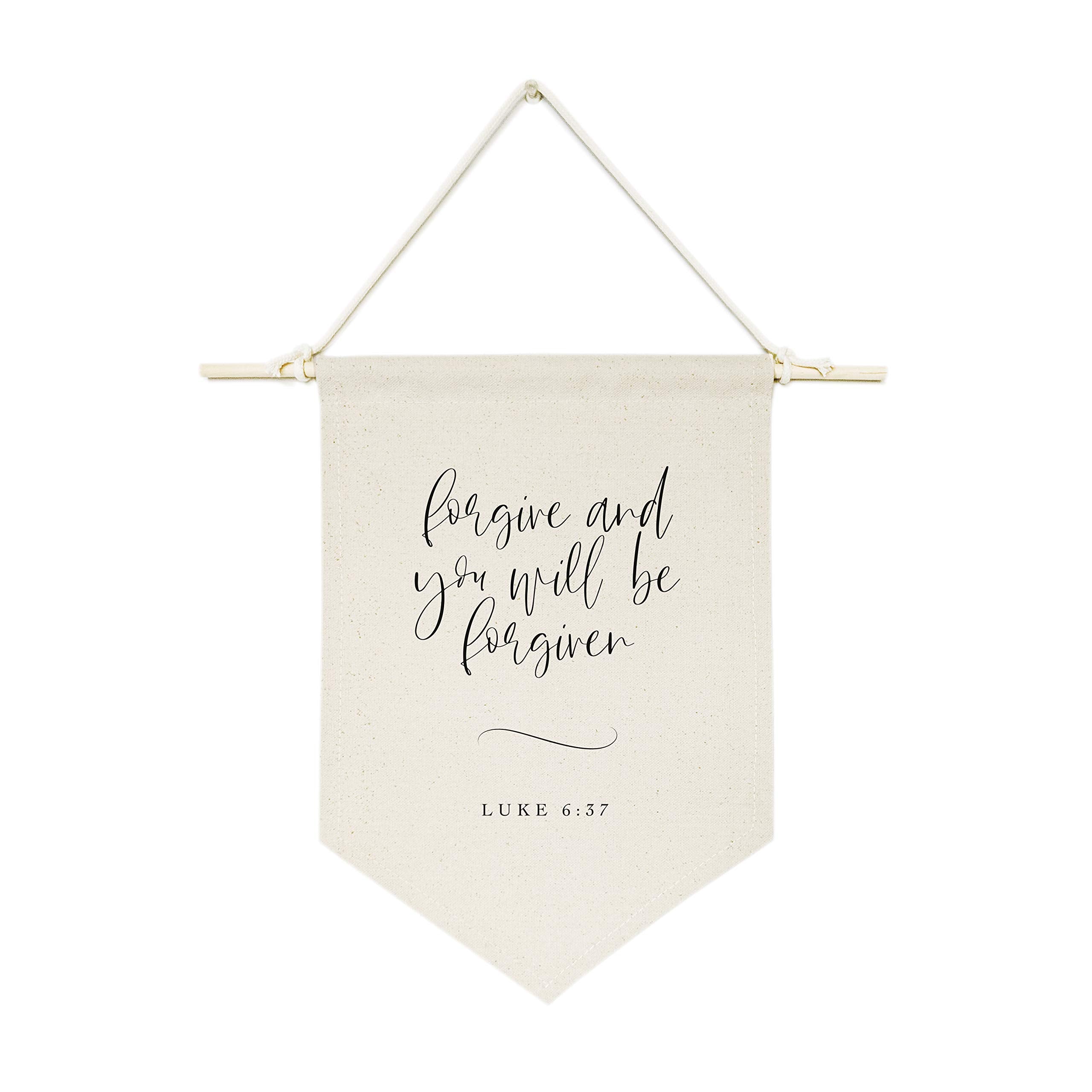The Cotton & Canvas Co. Forgive And You Will Be Forgiven, Luke 6:37 Bible Verse, Religious, Scripture Hanging Wall Canvas Banner
