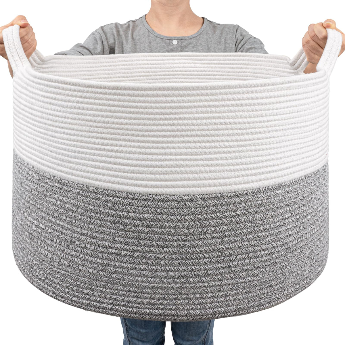 Goodpick Extra Large Rope Basket, 83L Blanket Basket Living Room, Baby Toy Storage Basket, Soft Towel Basket, Woven Storage Bask