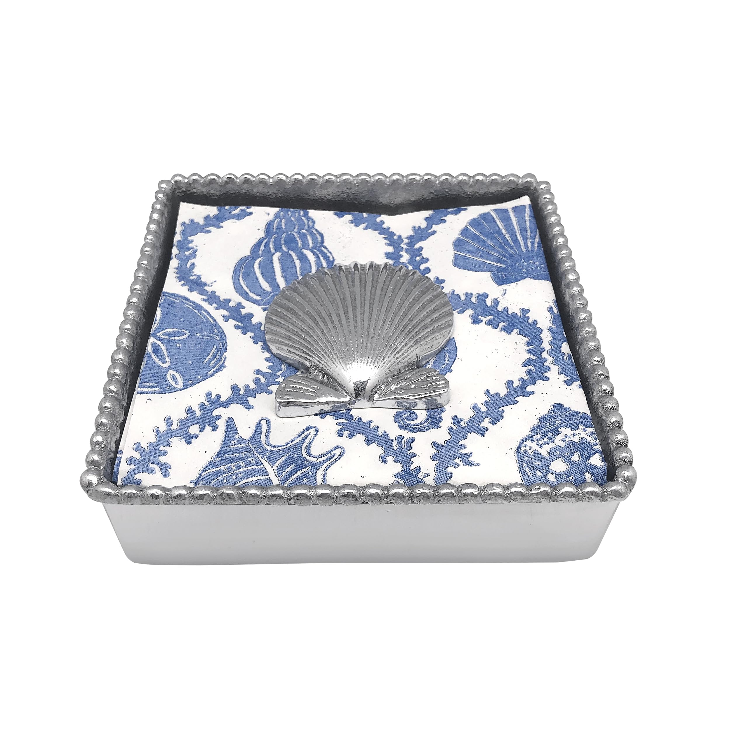 Mariposa Scallop Shell Beaded Napkin Box