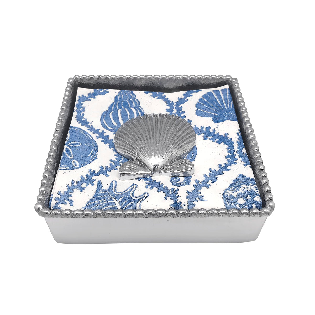 Mariposa Scallop Shell Beaded Napkin Box