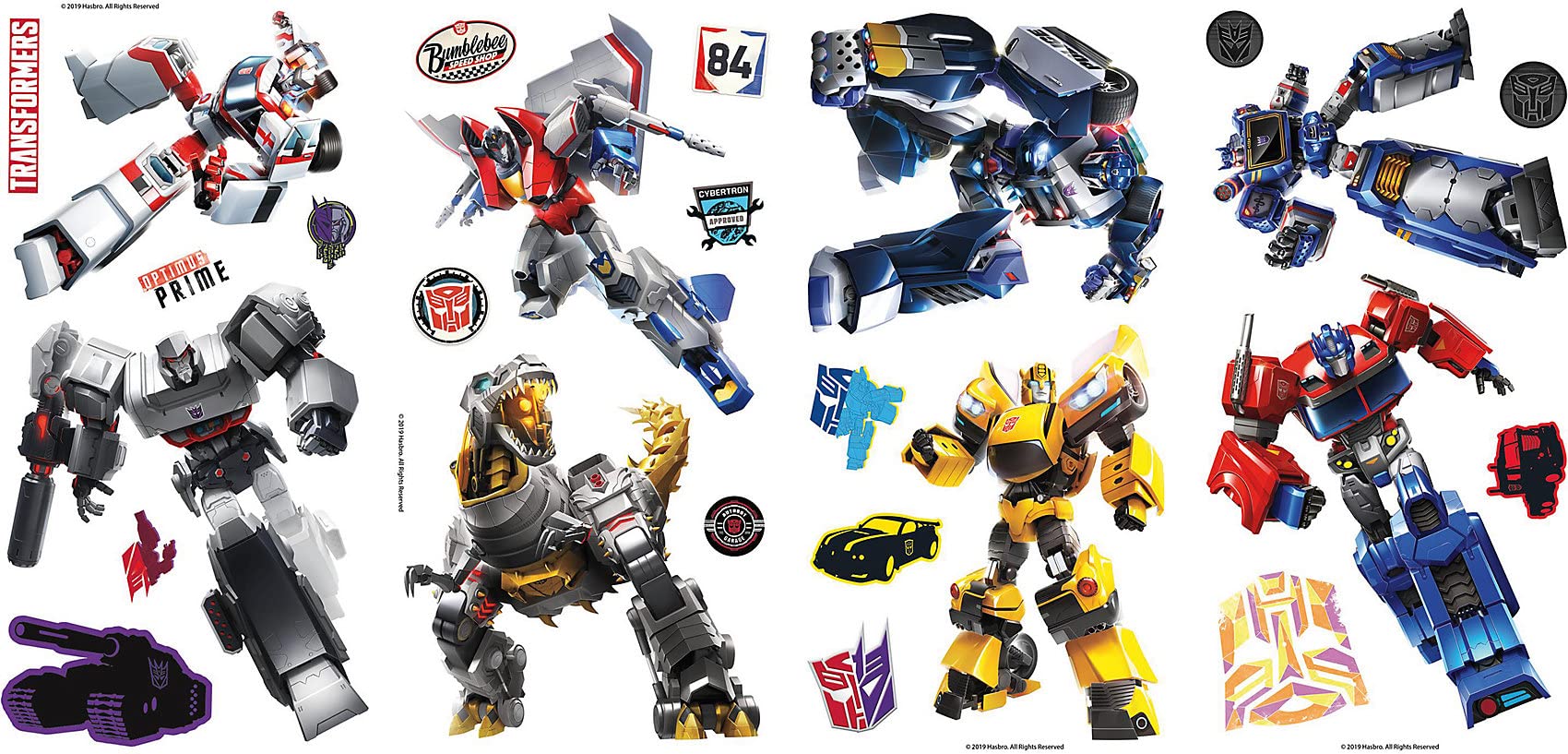 Roommates Rmk4231Scs Transformers All Time Favorites Peel And Stick Wall Decals,Blue, Red, Yellow