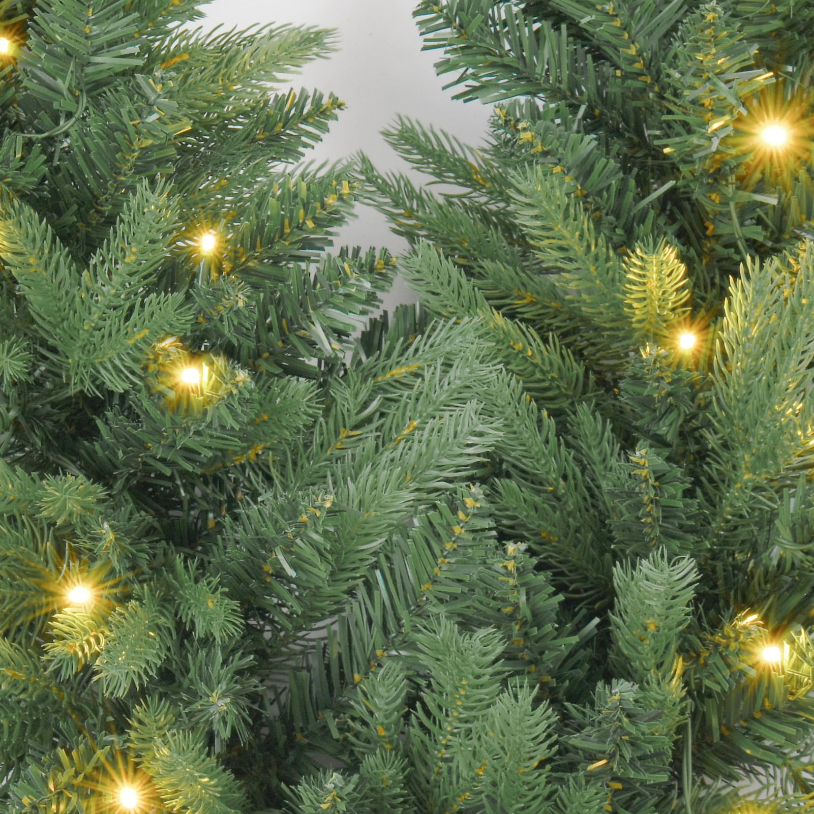 9FT Artificial Christmas Snow Garland with 50 Clear Lights, Pulg in, Pine Cone, Red Berry, String Light for Outdoor Indoor, Home