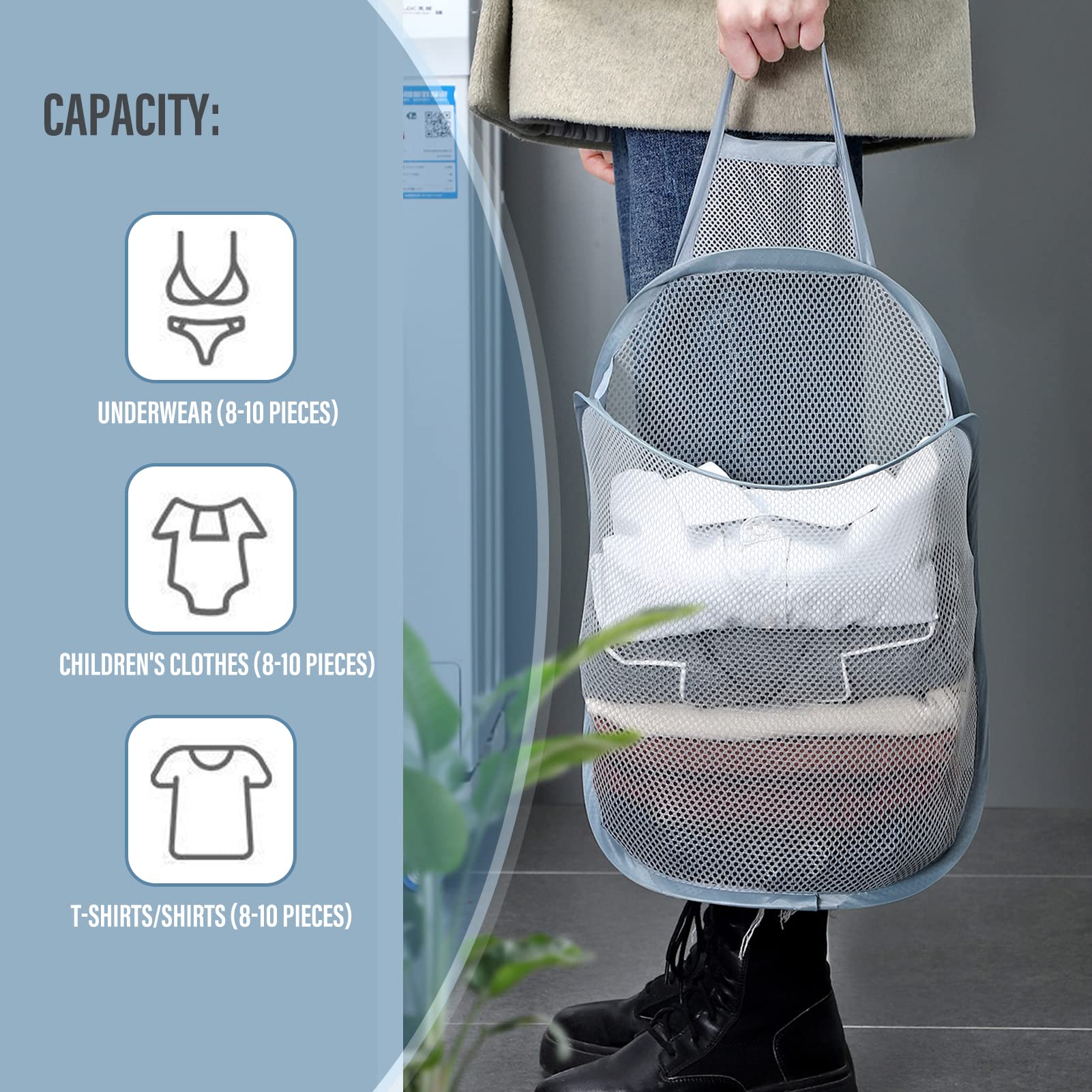 3 Pieces Hanging Laundry Hamper Foldable Mesh Hamper Dirty Cloth Basket With Carry Handle Door Net Hampers For Store Cloth, Toy,
