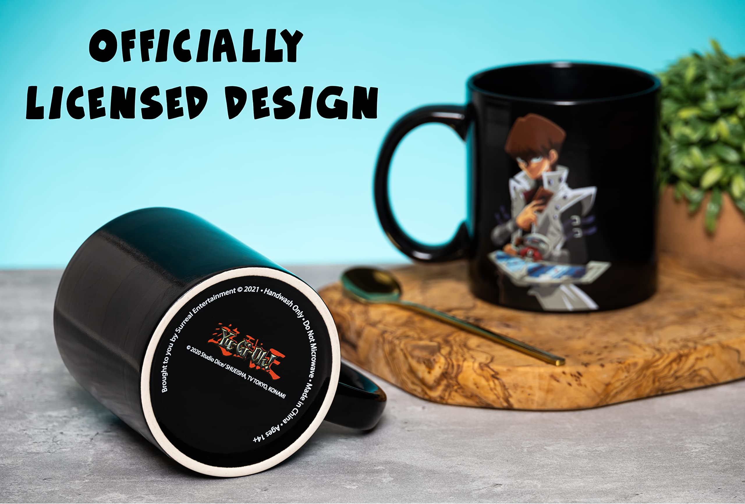 Surreal Entertainment YU-GI-OH Kaiba and Blue Eyes White Dragon Monster Heat Change Ceramic Coffee Mug Black