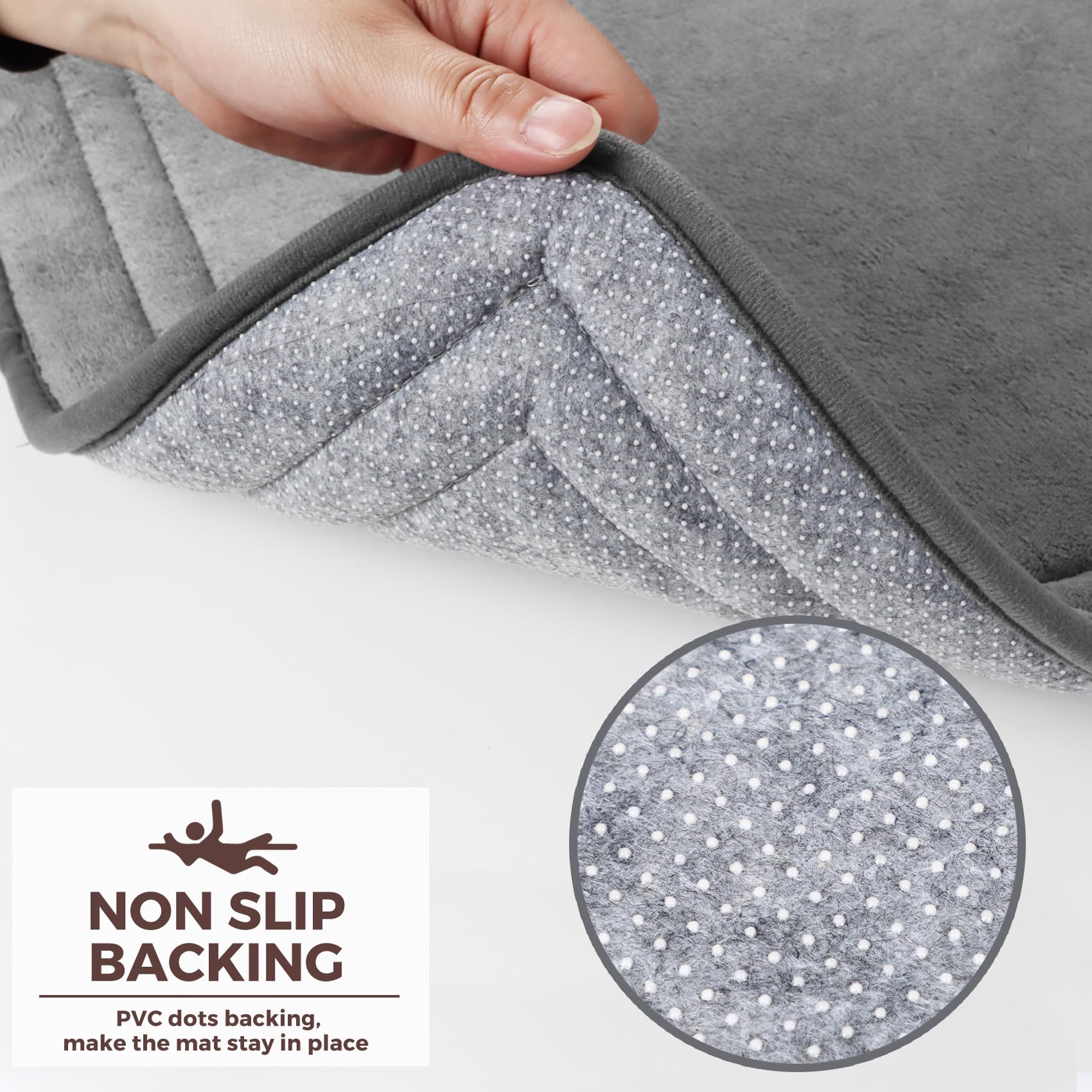 Pagged Grey Bathroom Rug Set Of 2 Memory Foam Bath Mat Set Non Slip Washable Floor Mats Soft Absorbent Plush Microfiber Shower T