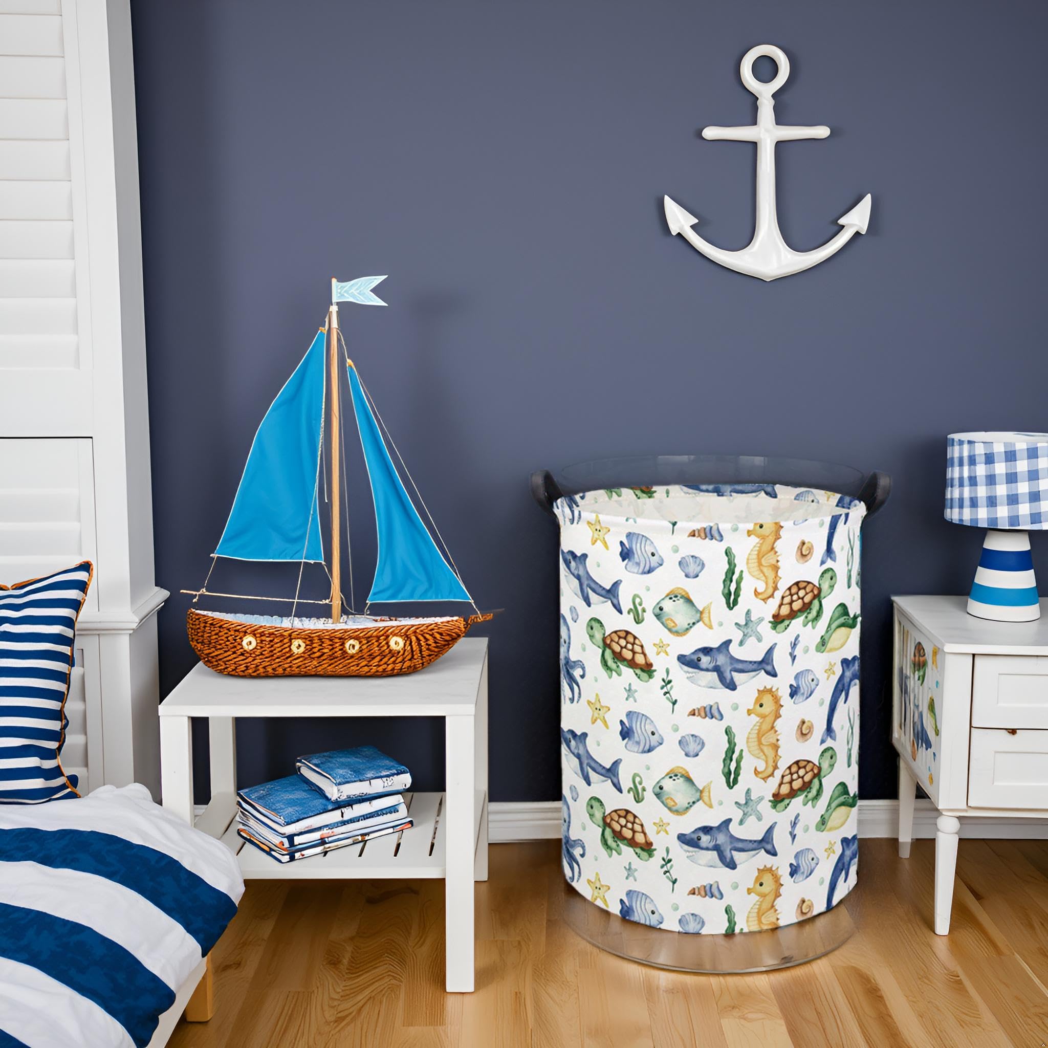Tibaolover Ocean Kids Laundry Basket Baby Hamper Sea World Toy Storage Bin For Boys Room Decor Baby Nursery Hamper Gift Baskets