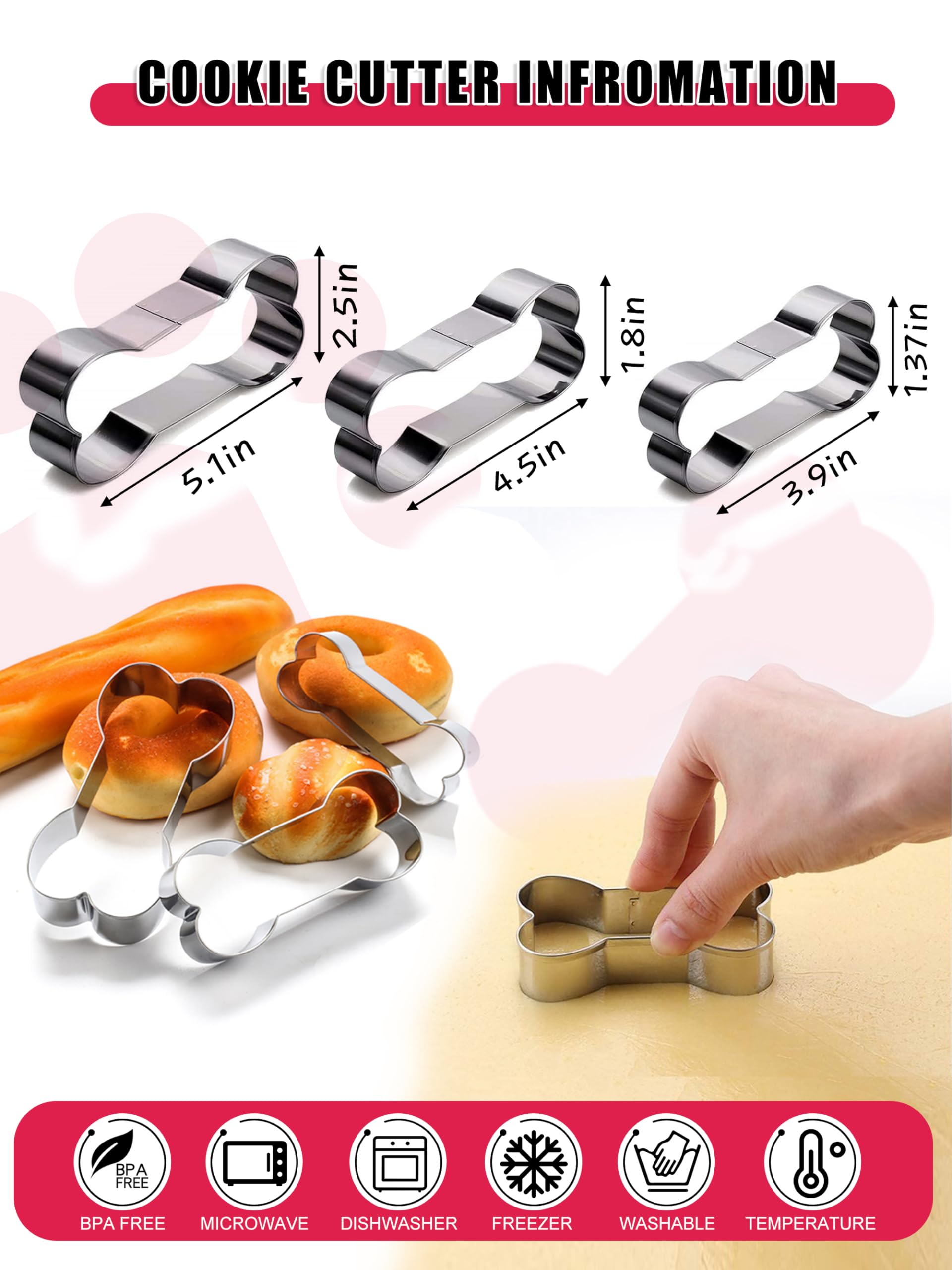 Rugvomwm Homemade Silicone Dog Treat Molds - Dog Treat Cookie Cutters - Dog Treat Recipes Card, Food Grade Silicone Molds For Ca