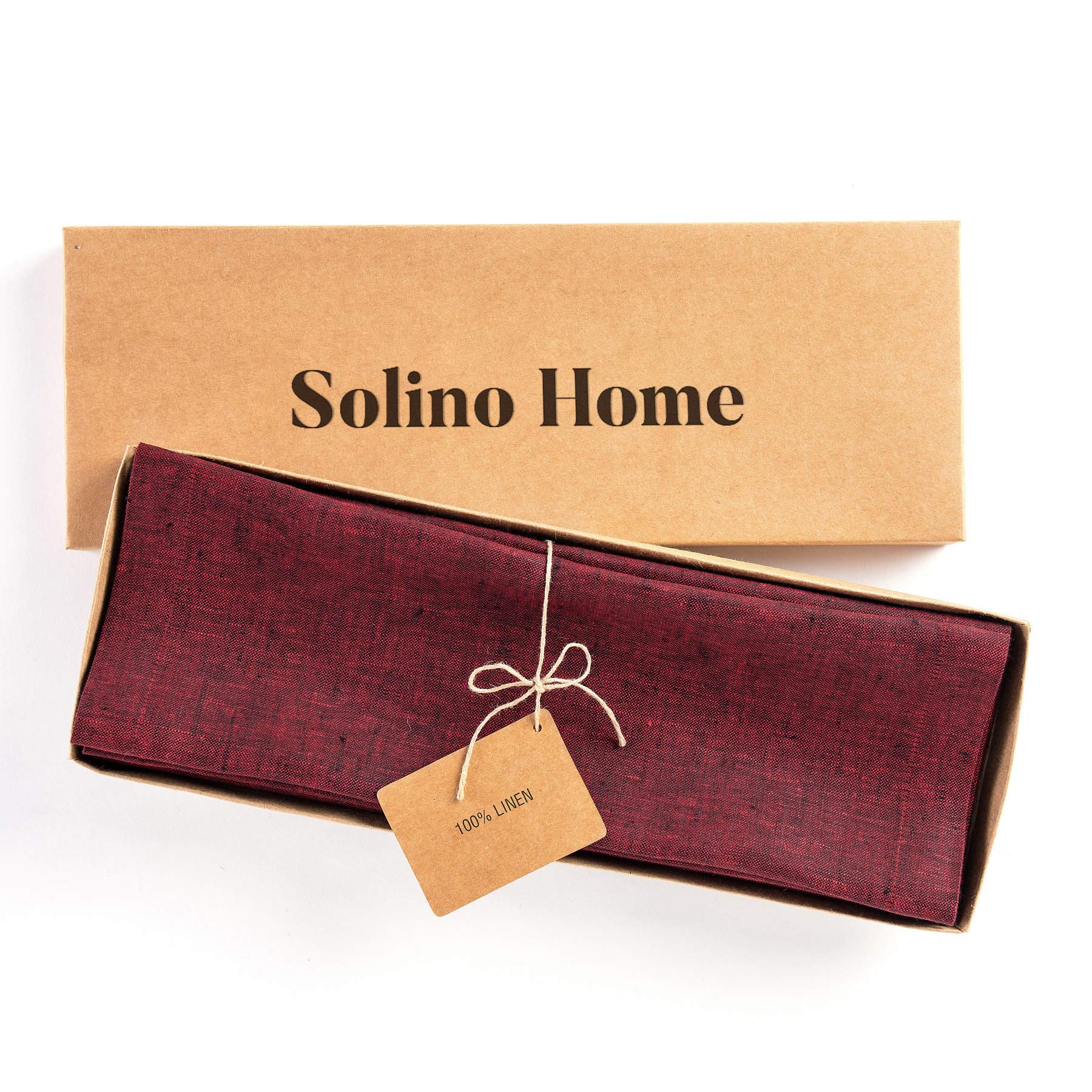 Solino Home Linen Placemats 19'' L X 14'' W Inch - 100% Pure Linen Red Garnet Cloth Placemats Set Of 4 - Athena, Washable Fabric